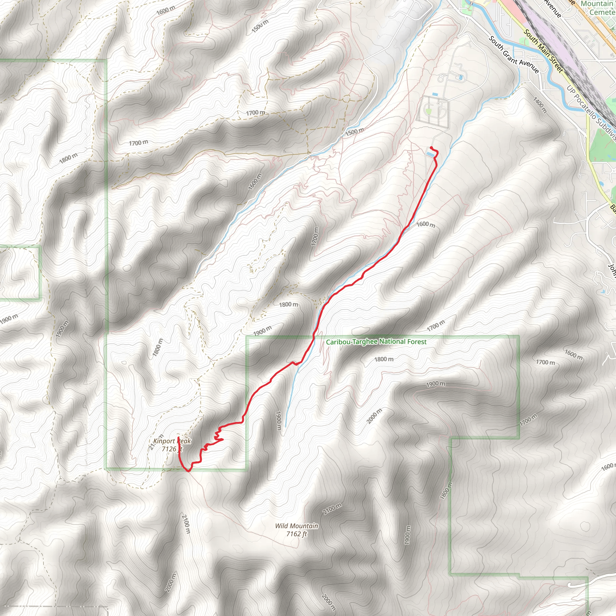 Kinport Peak via Cusick Creek mobile static map