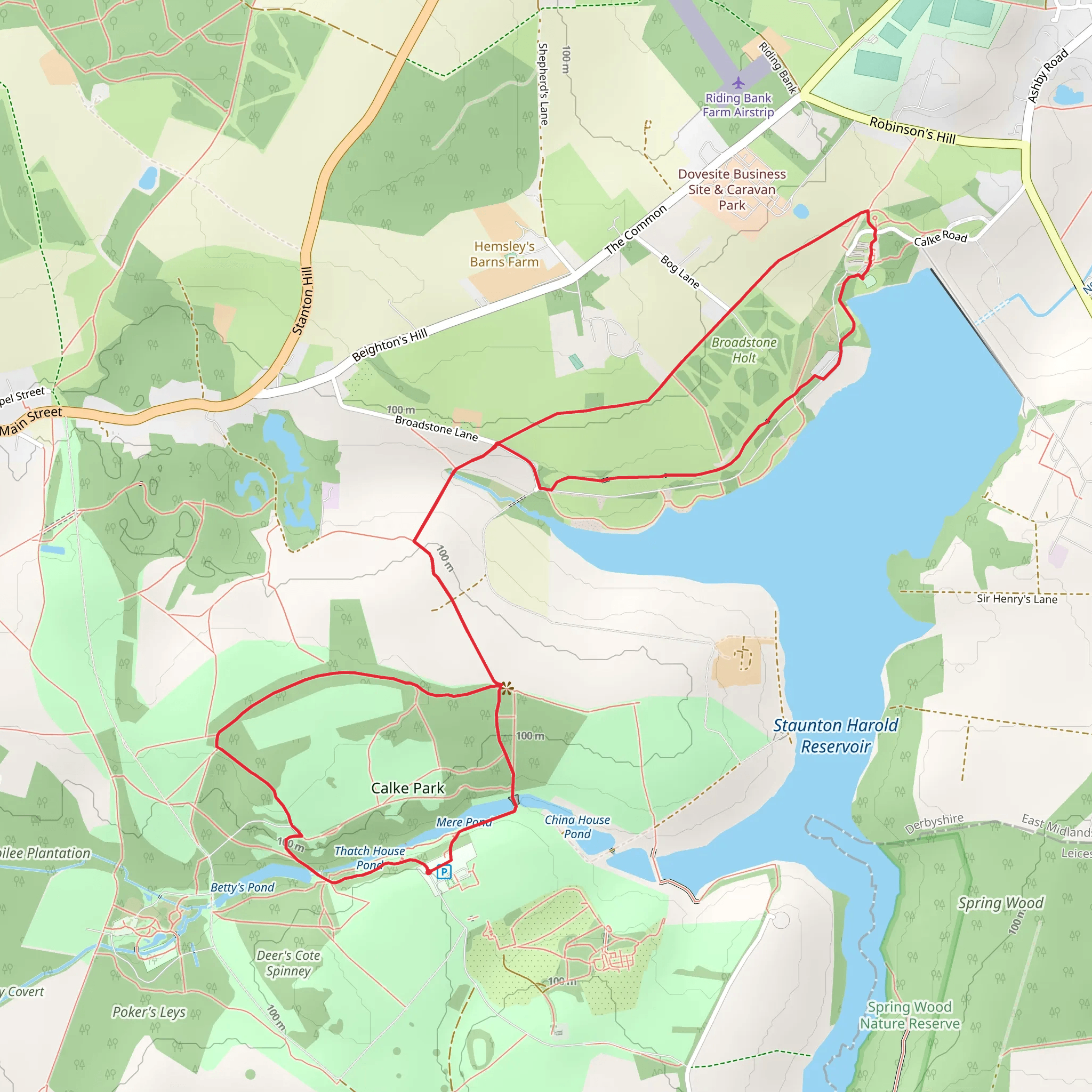 Broadstone Holt and Calke Park National Nature Reserve Loop mobile static map