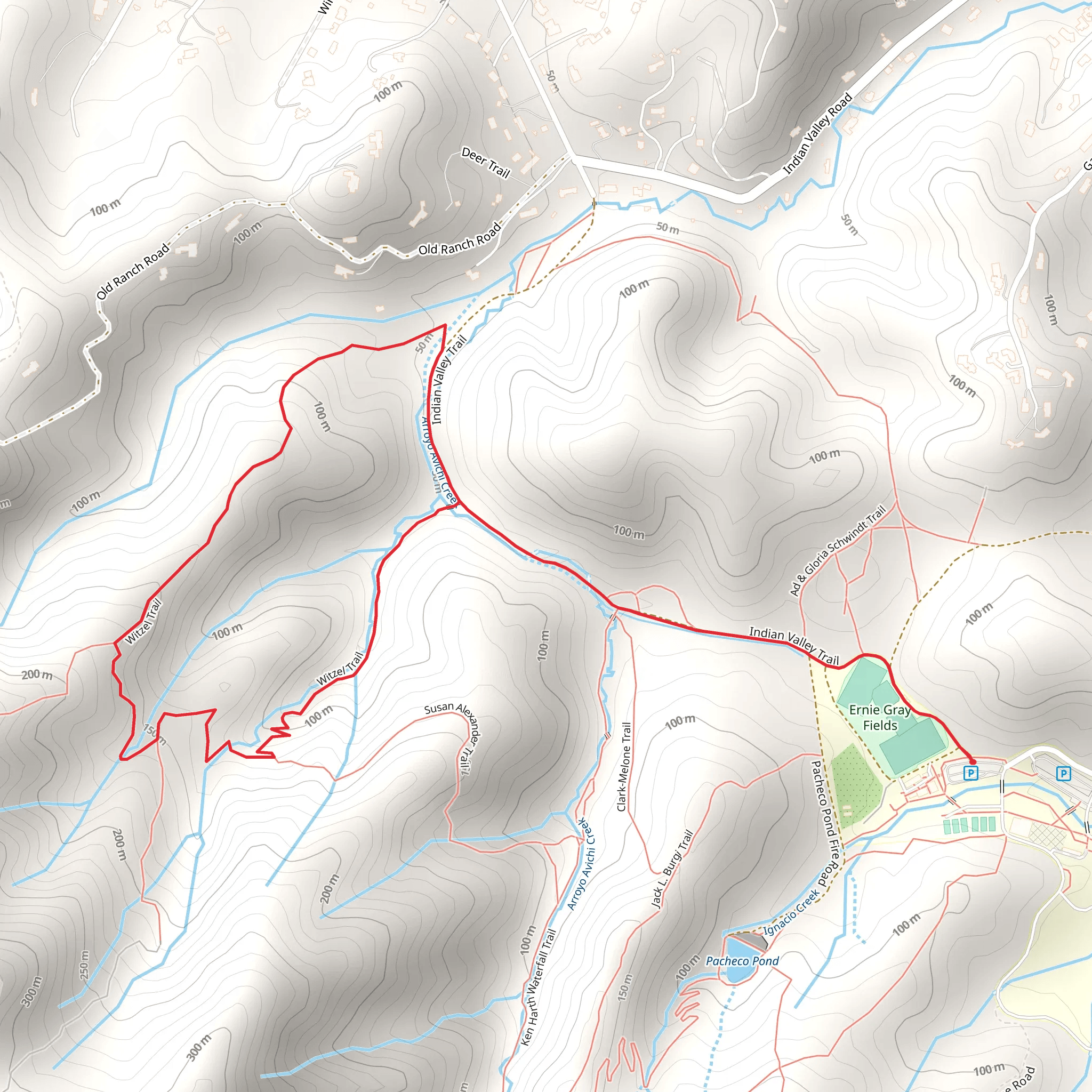 Indian Valley Trail and Witzel Loop Trail mobile static map