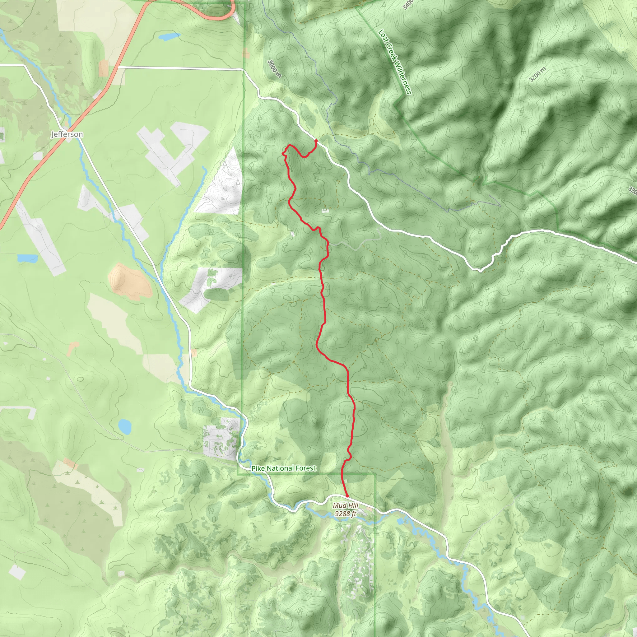 Lost Park Road to County Road via Rock Creek Hills mobile static map