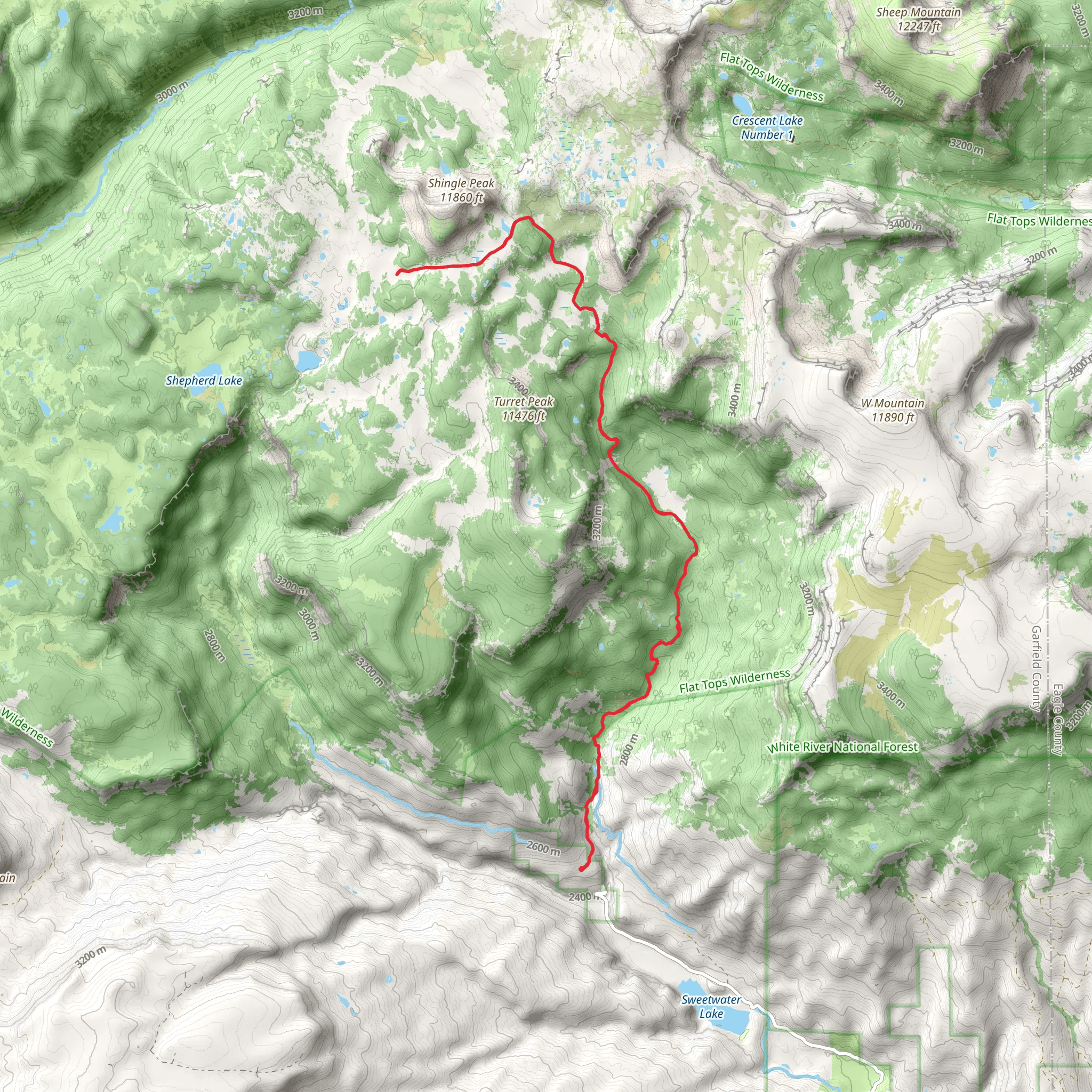Turret Creek Trail mobile static map