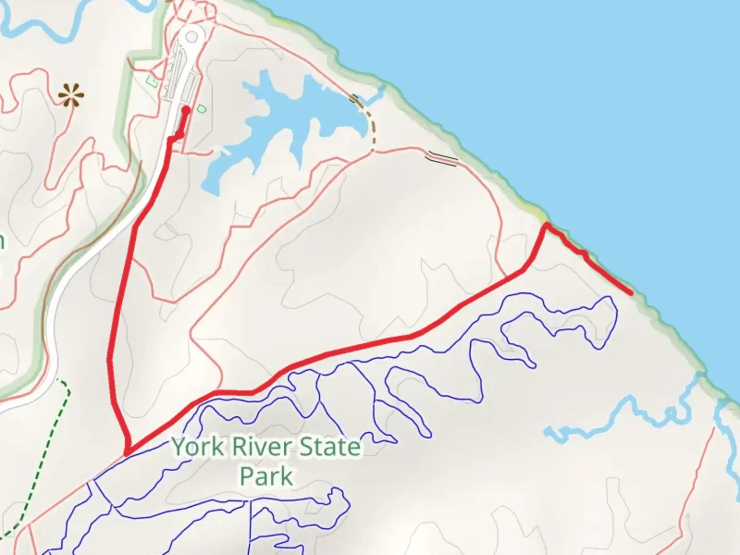 An image depicting the trail Mattaponi Trail via Backbone Trail and its surrounding area.