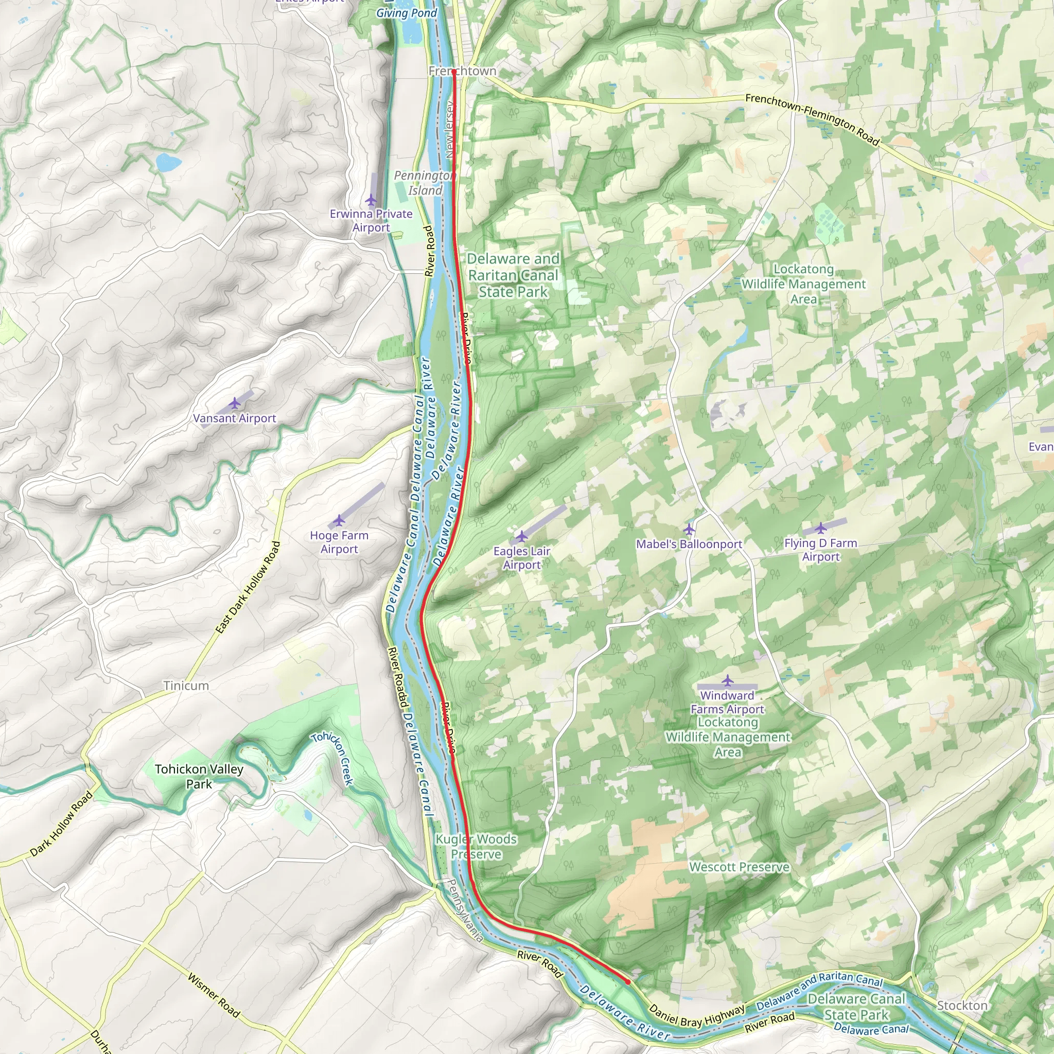 NJ State Long Trail - Frenchtown mobile static map