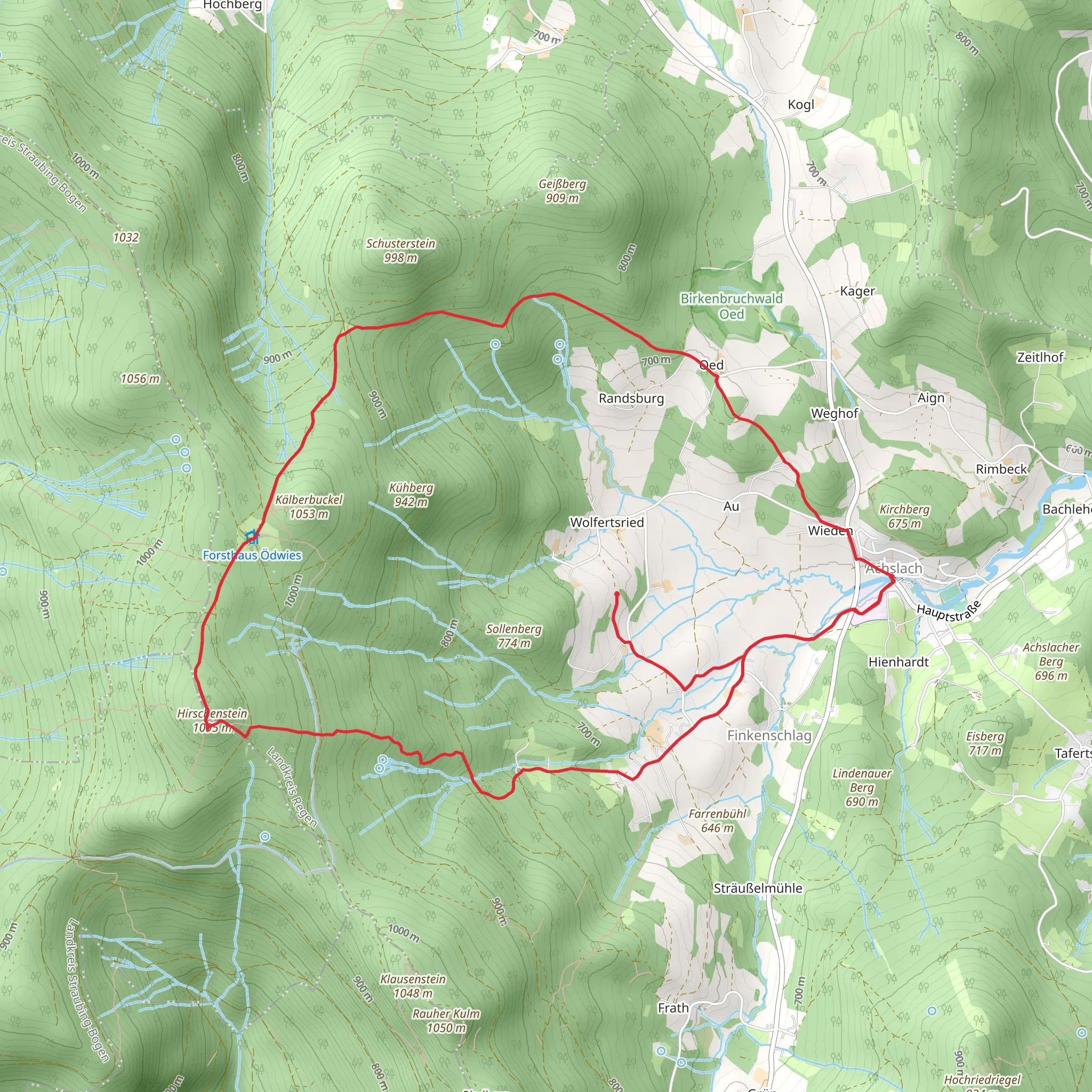 Achslach and Hirschenstein Loop mobile static map