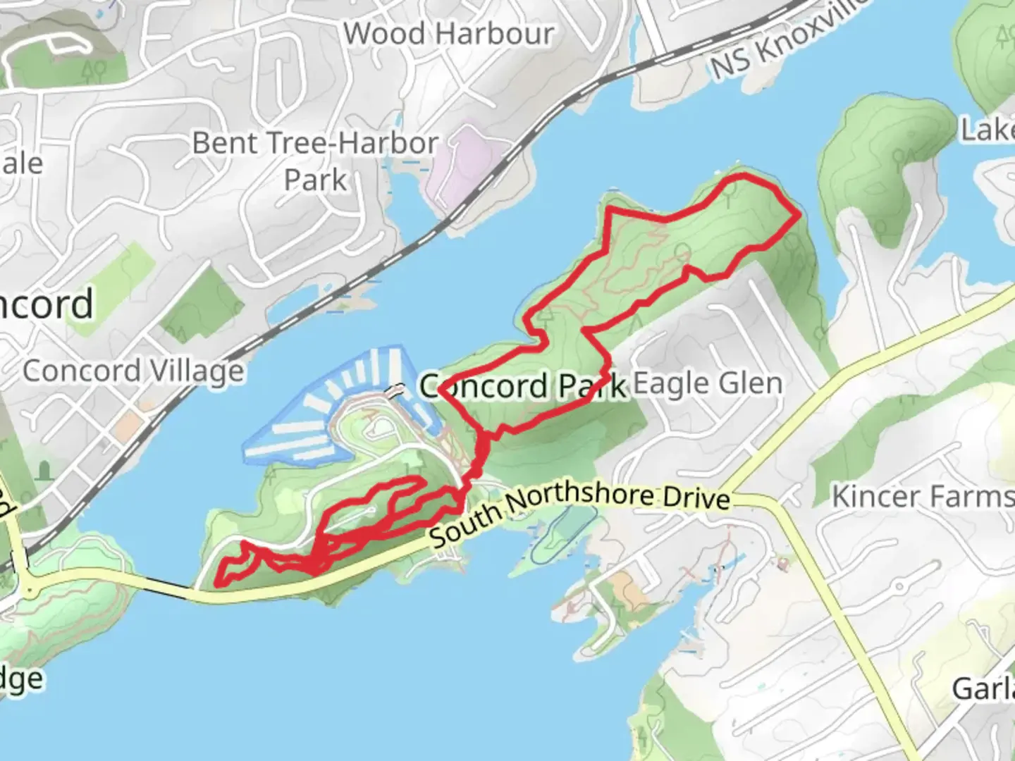 An image depicting the trail Concord Park Loop and its surrounding area.