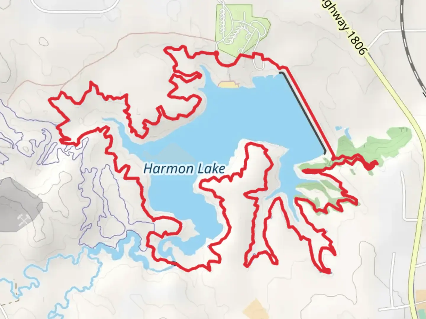 An image depicting the trail Harmon Lake Loop and its surrounding area.