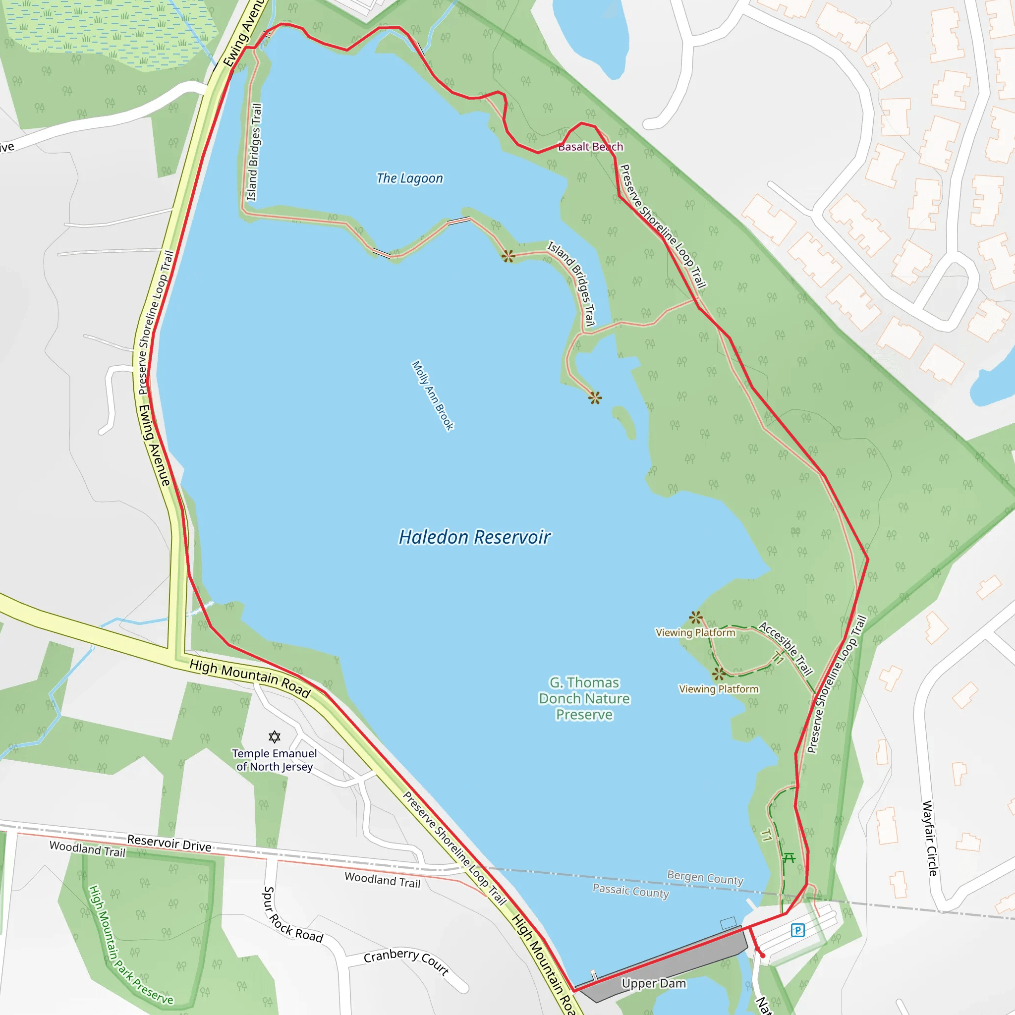 Haledon Reservoir Loop mobile static map