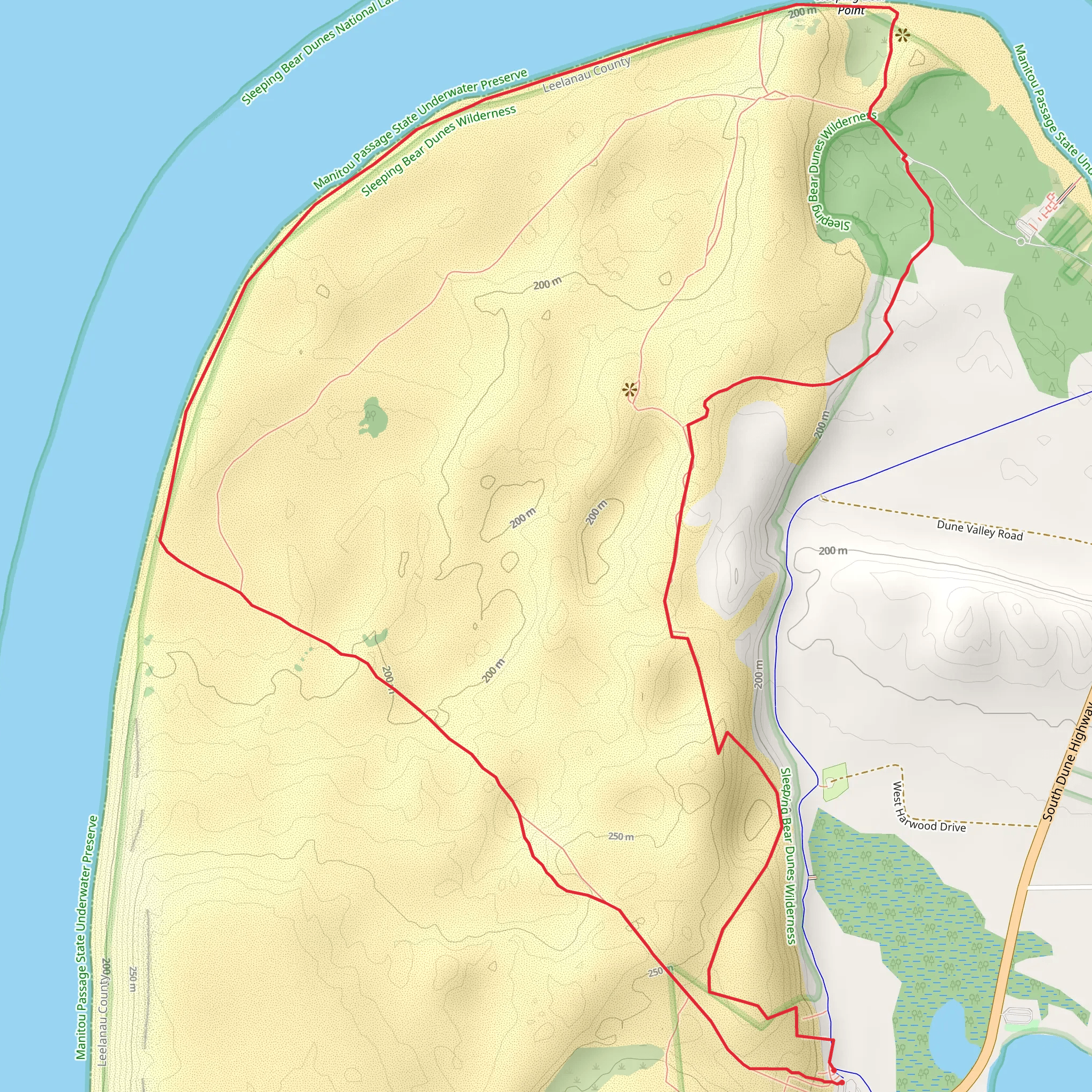 Dune Trail and Sleeping Bear Point Loop Trail mobile static map