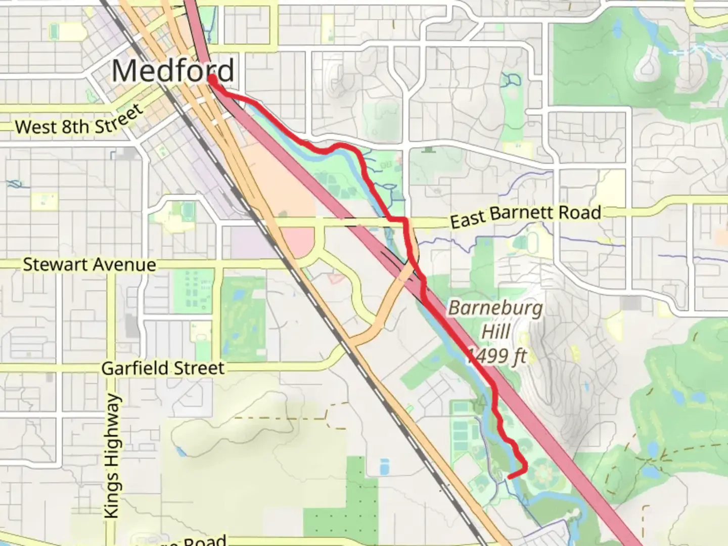 An image depicting the trail Bear Creek Greenway Out and Back and its surrounding area.