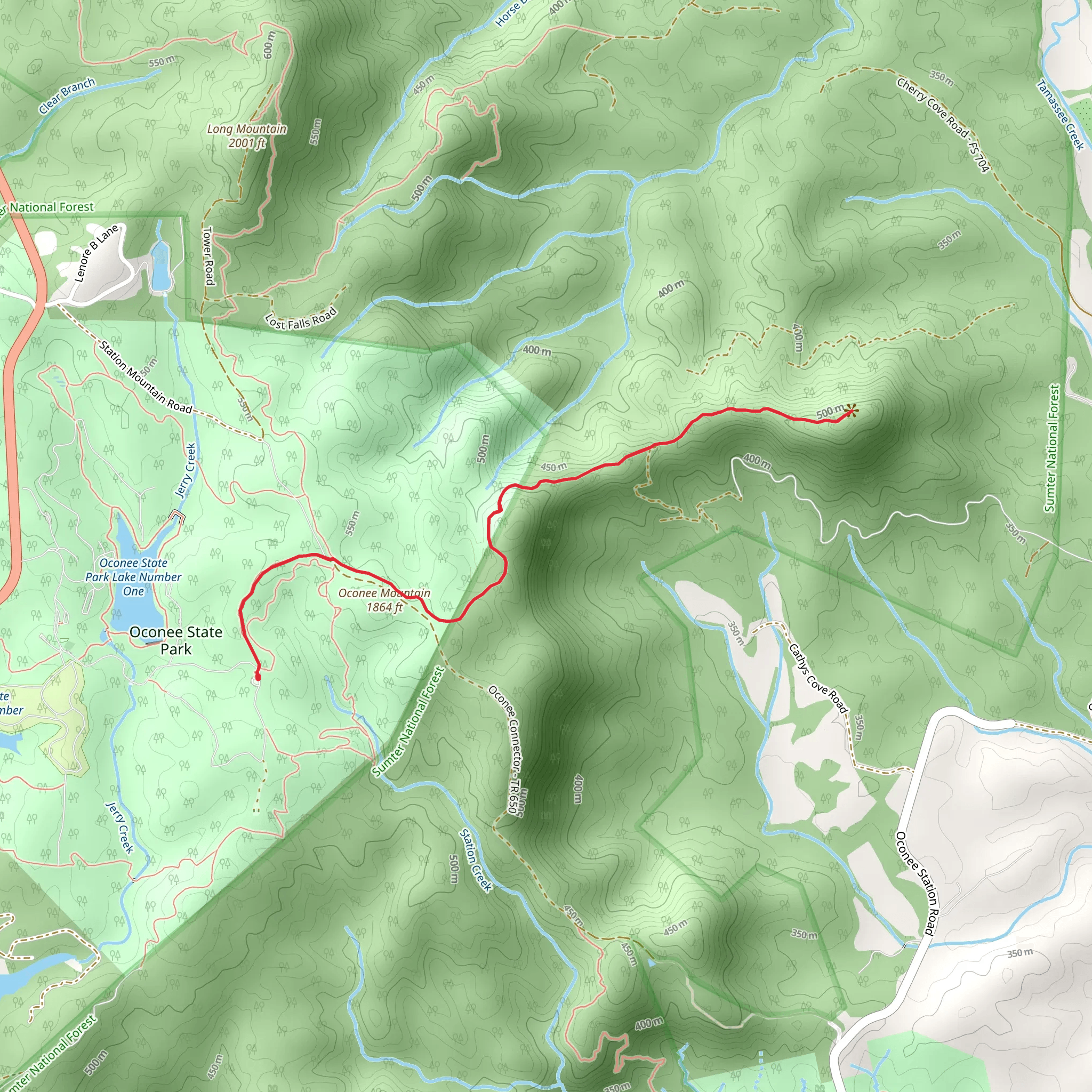 Tamassee Knob via Hidden Falls Trail mobile static map
