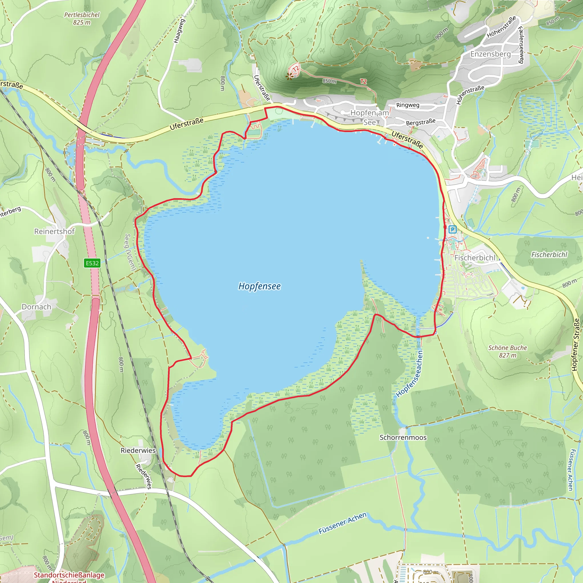Hopfensee Rundweg Loop mobile static map