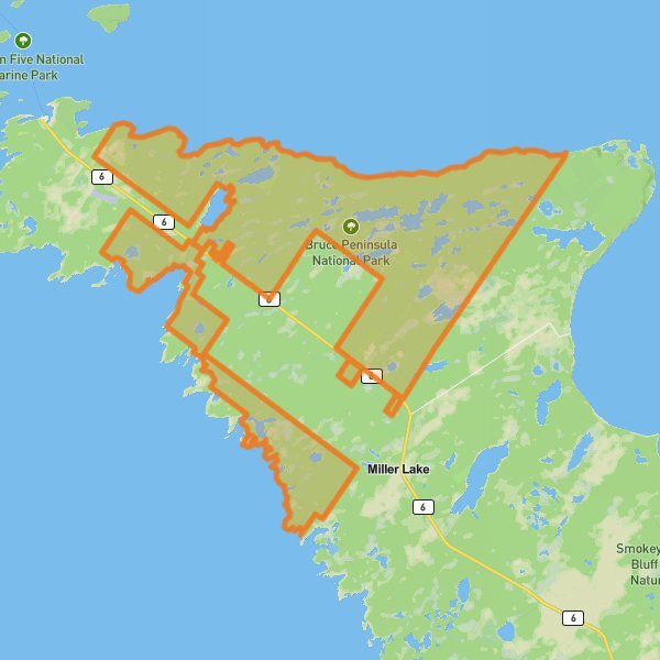 Bruce Peninsula National Park of Canada mobile static map