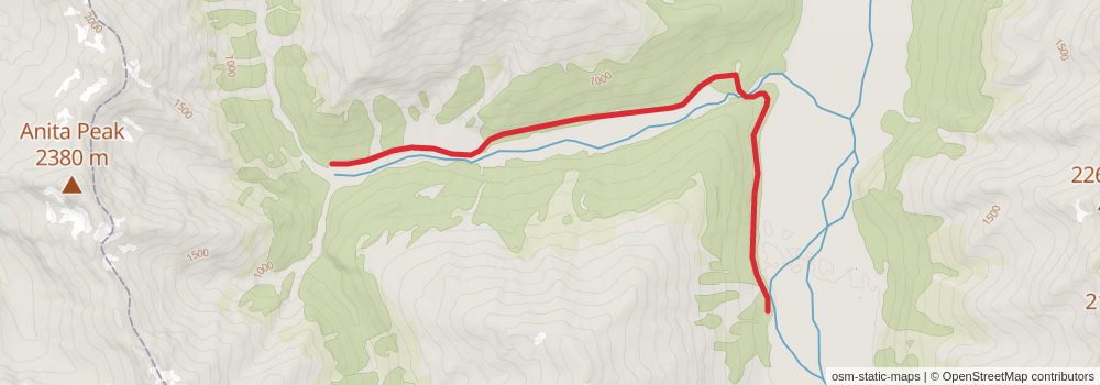 Huxley Valley Track - Ram Hill Carpark to South Huxley Biv stage 2 Map