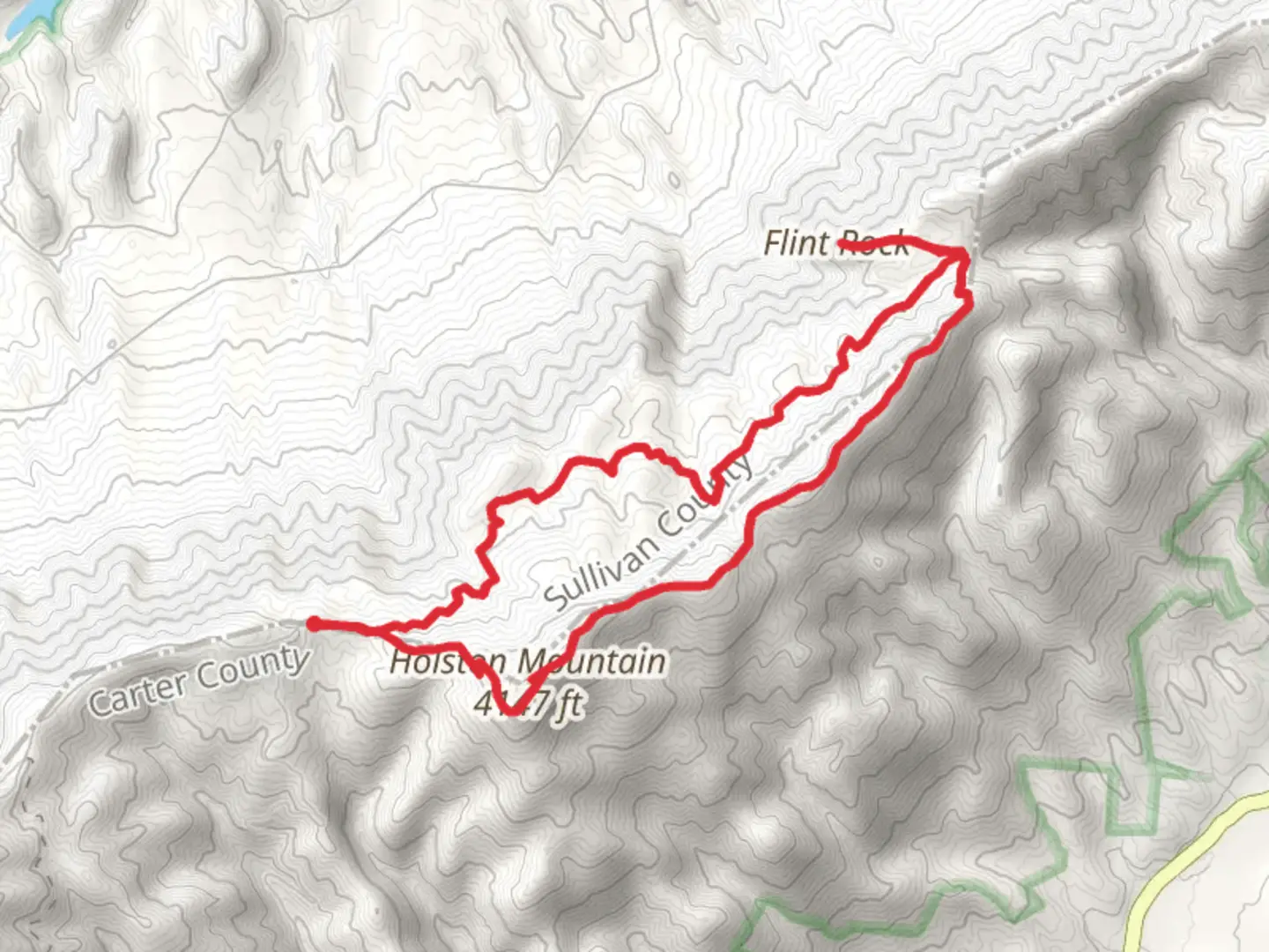 An image depicting the trail Holston High Knob, Flint Mill Gap and Flint Rock Loop and its surrounding area.