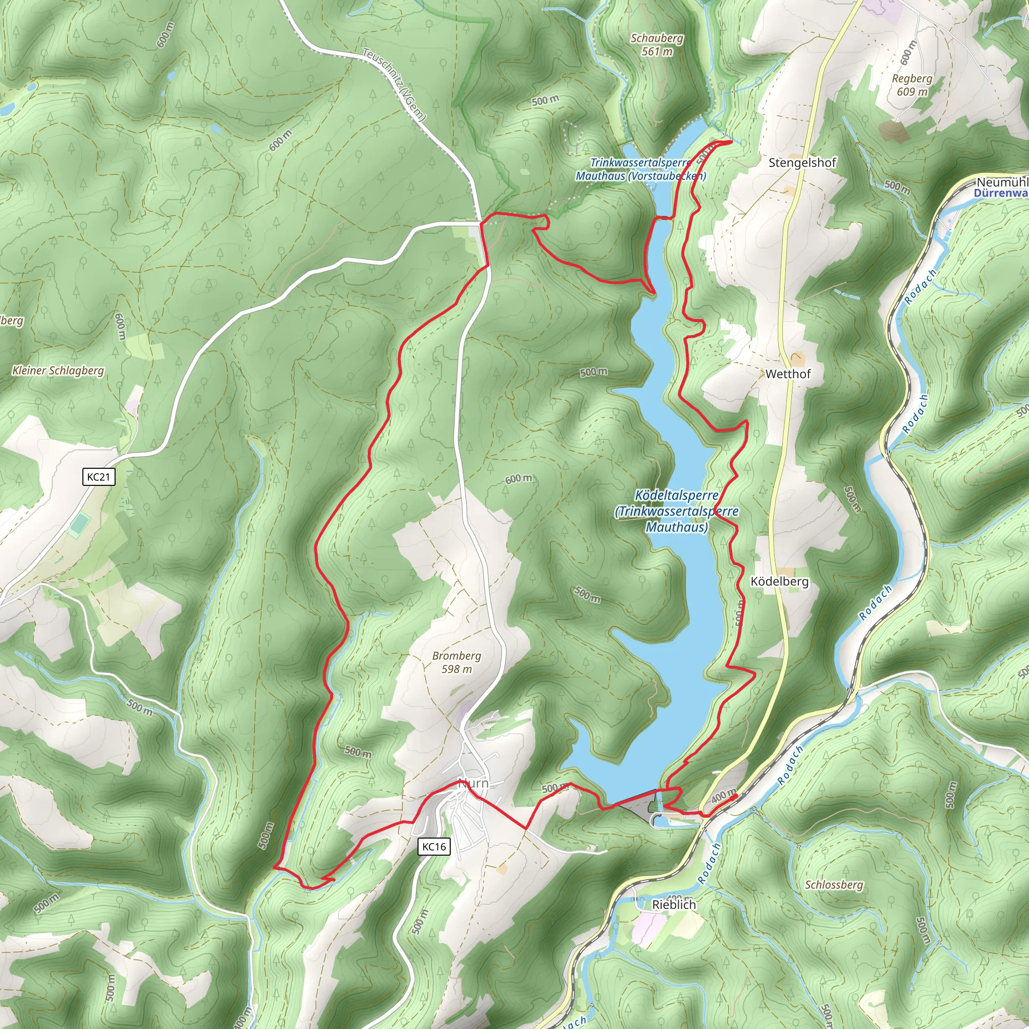 Kodeltalsperrre Loop via Nurn mobile static map