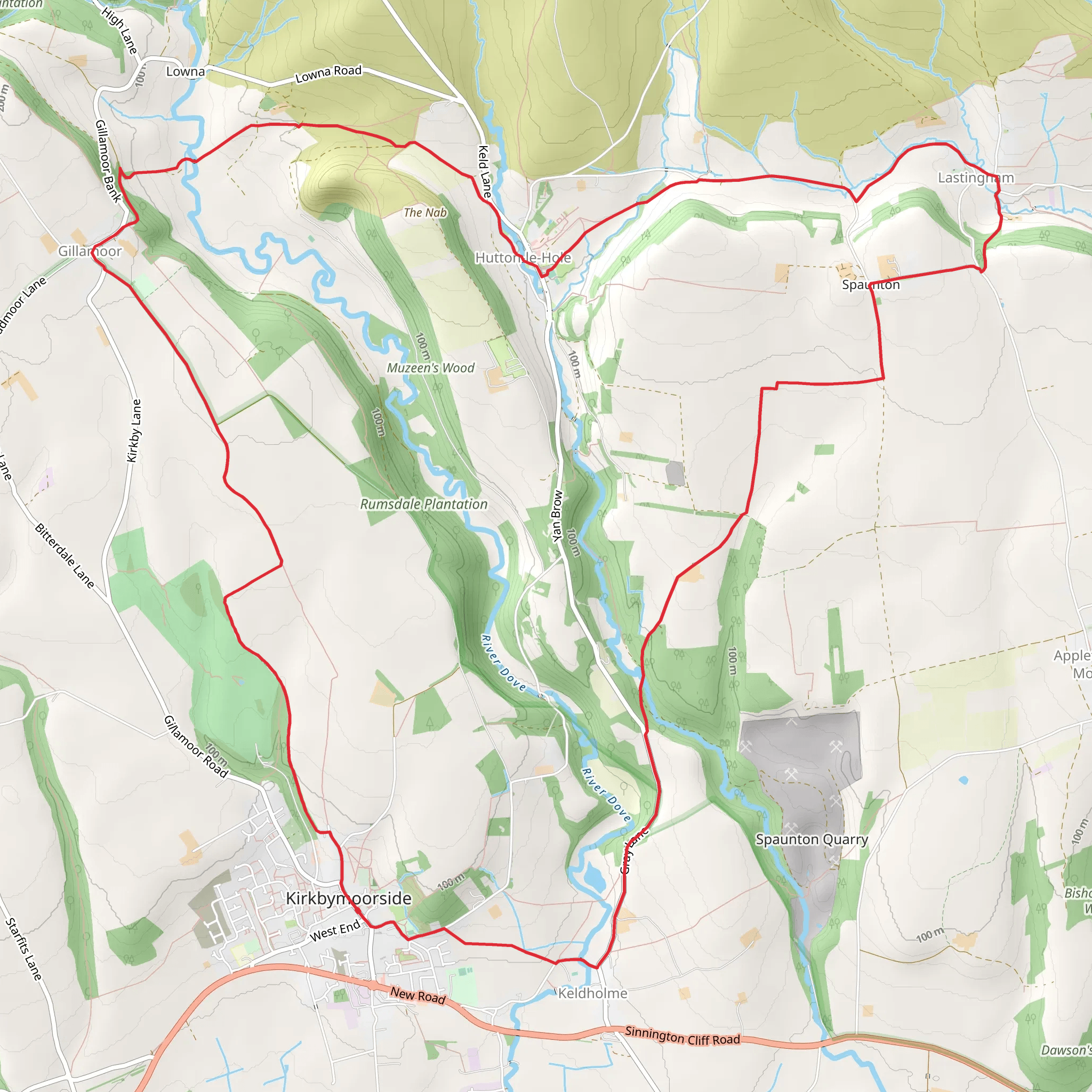 Kirkbymoorside to Hutton Le Hole Loop mobile static map