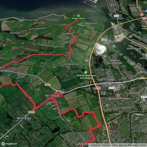 Raadhuisstraat to Uitdammerdijk via Vogermeerpolder and Broekervaart