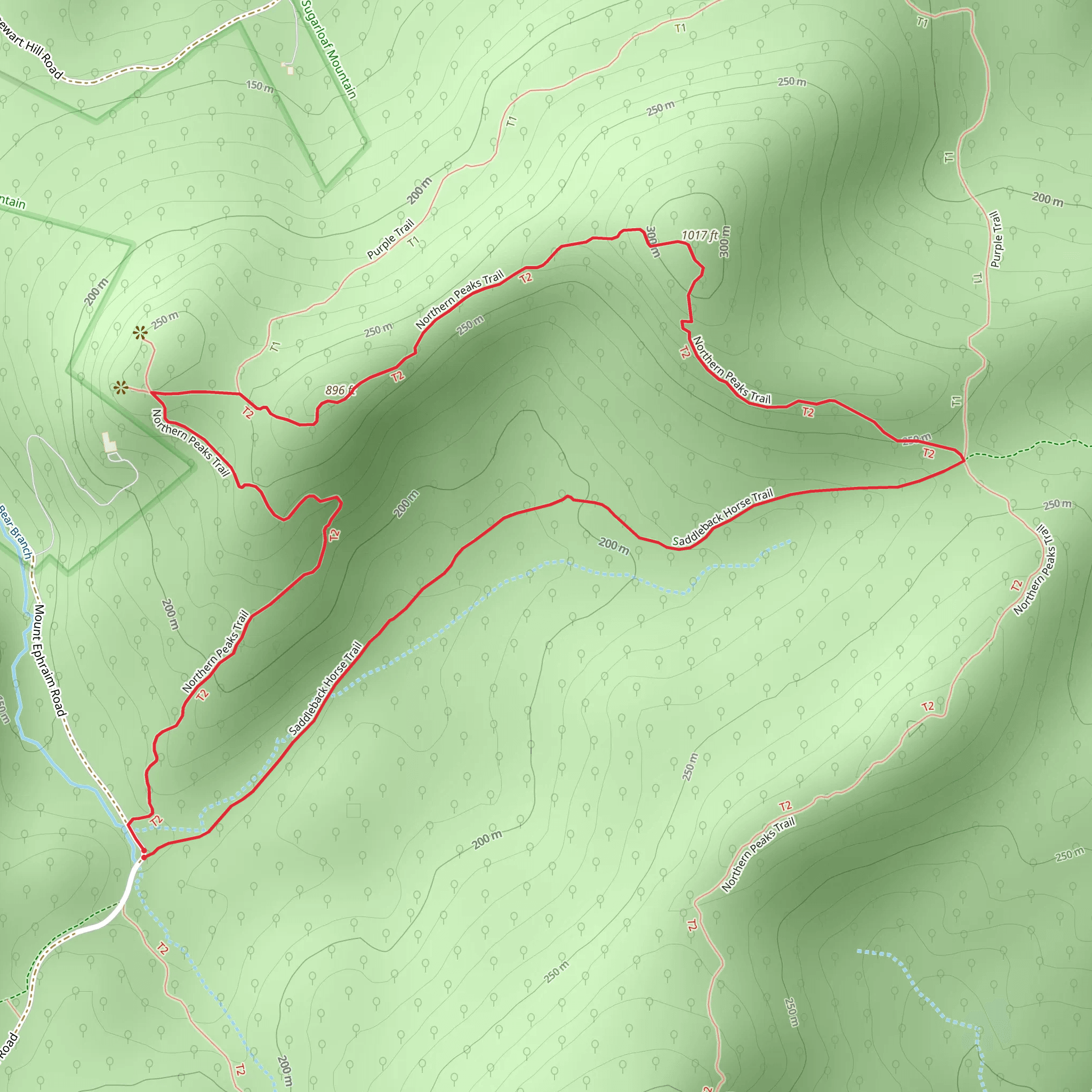 Saddleback Horse and Northern Peaks Loop Trail mobile static map