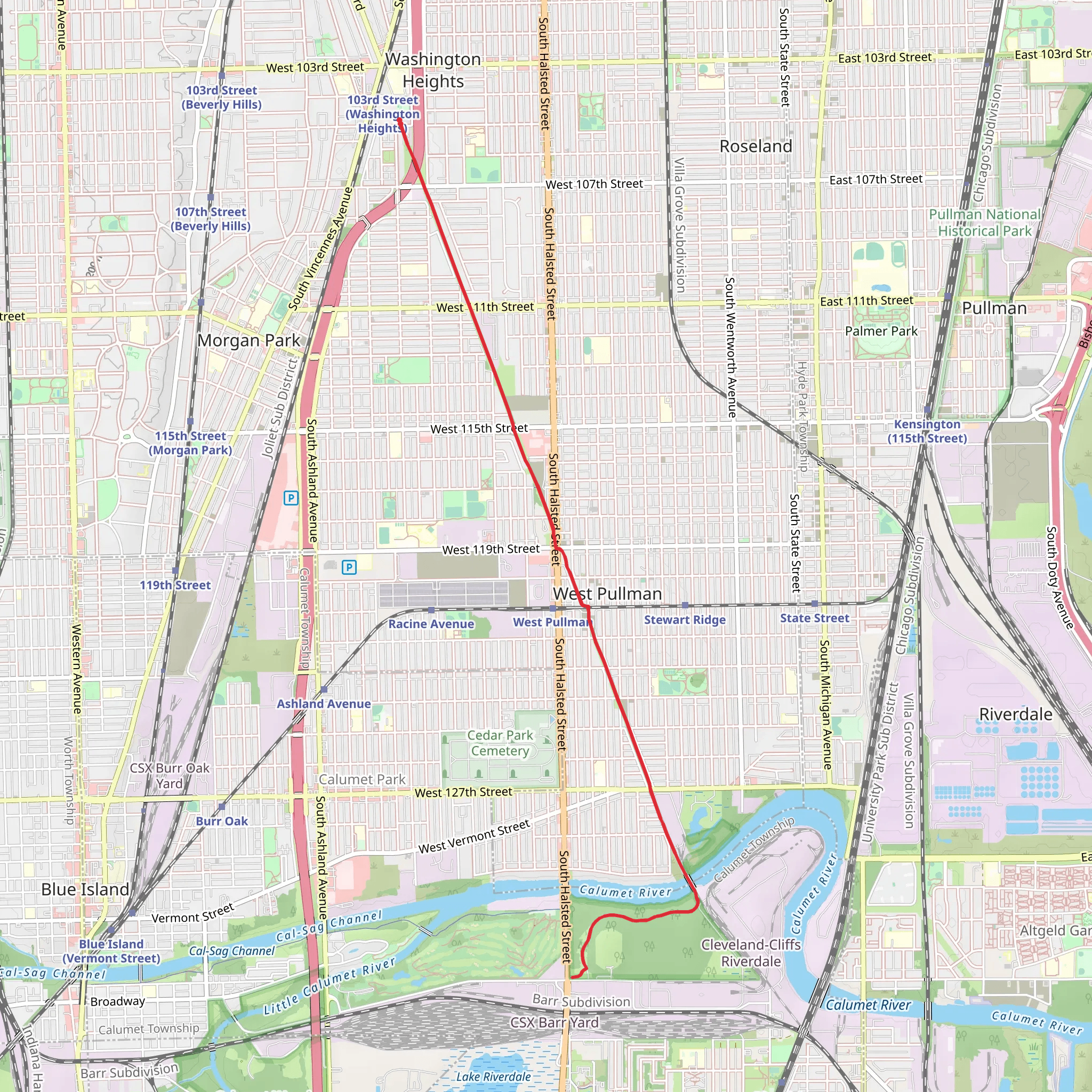 Major Taylor Trail to Whistler Woods mobile static map