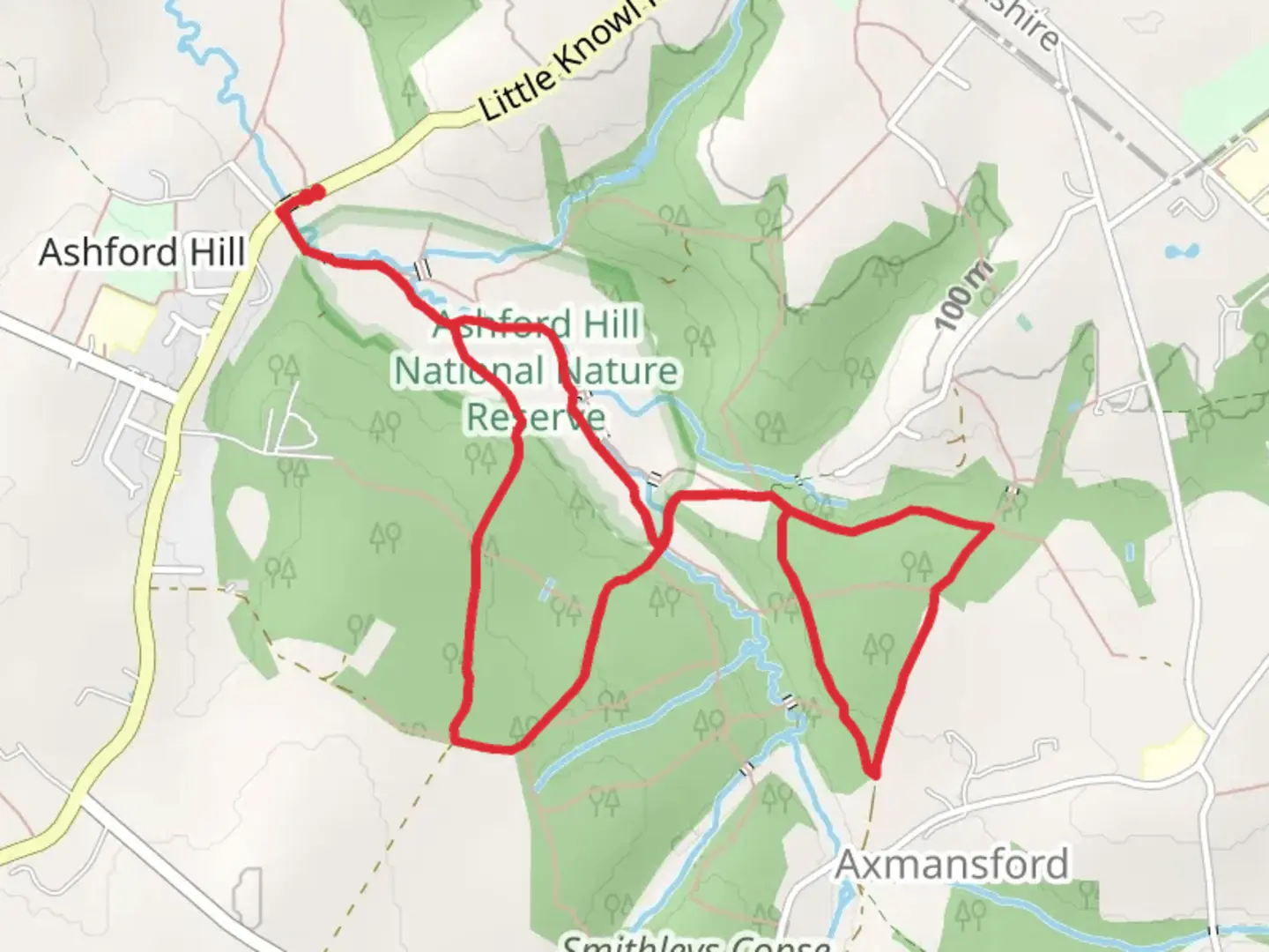 An image depicting the trail Ashford Hill National Nature Reserve and Great Haughurst Copse Loop and its surrounding area.