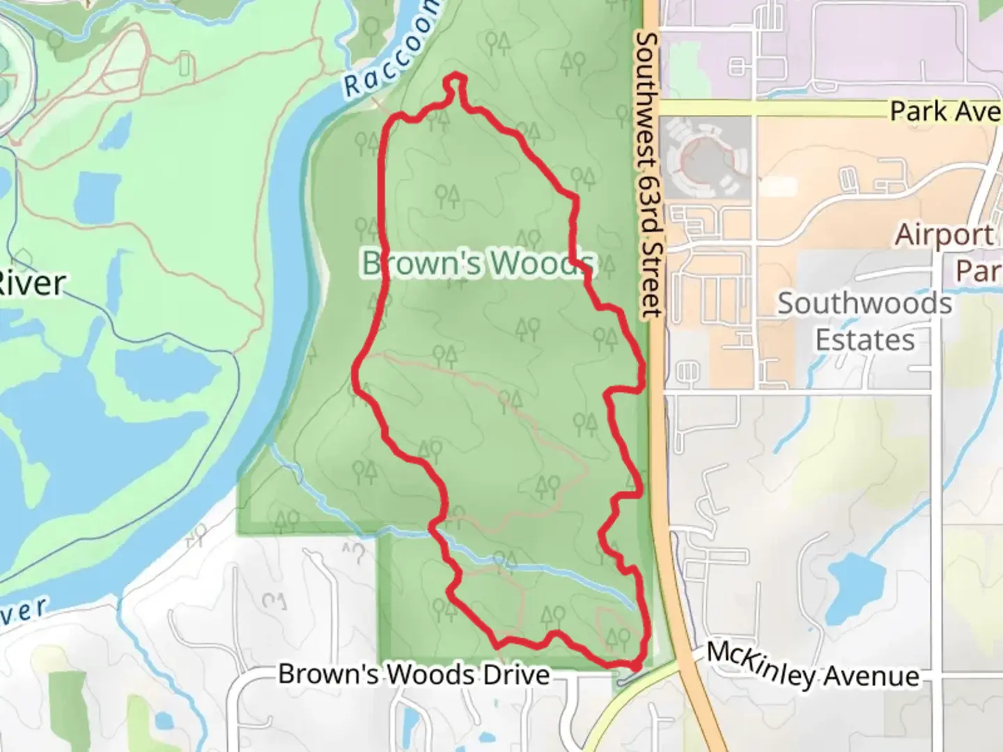 An image depicting the trail Loop beside Blue Heron Lake and its surrounding area.