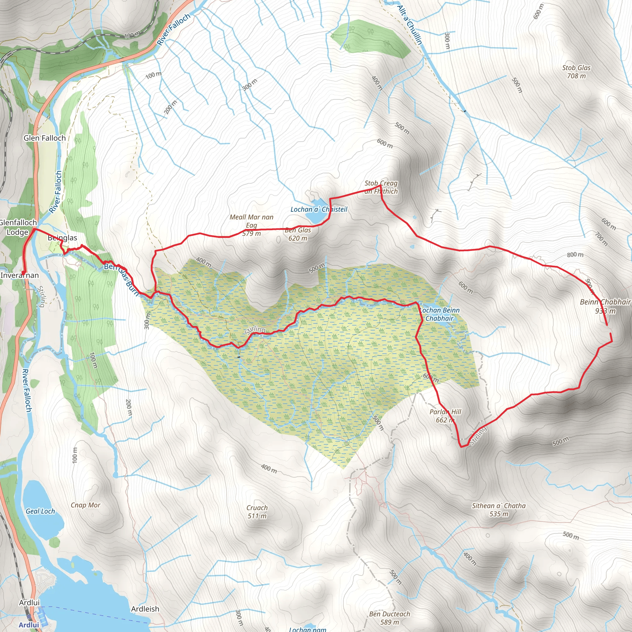 Beinn Chabhair Loop from Inverarnan mobile static map