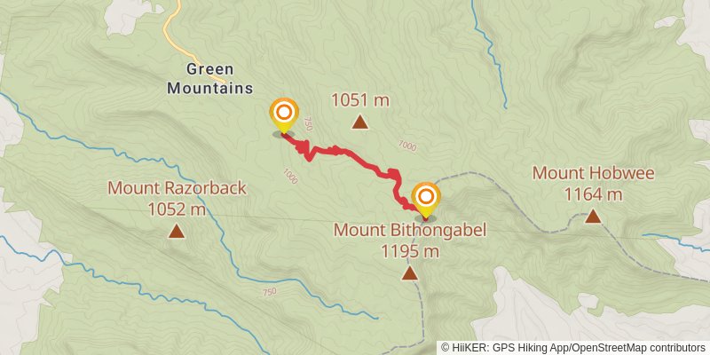 Gold Coast Hinterland Great Walk alt 1 Map