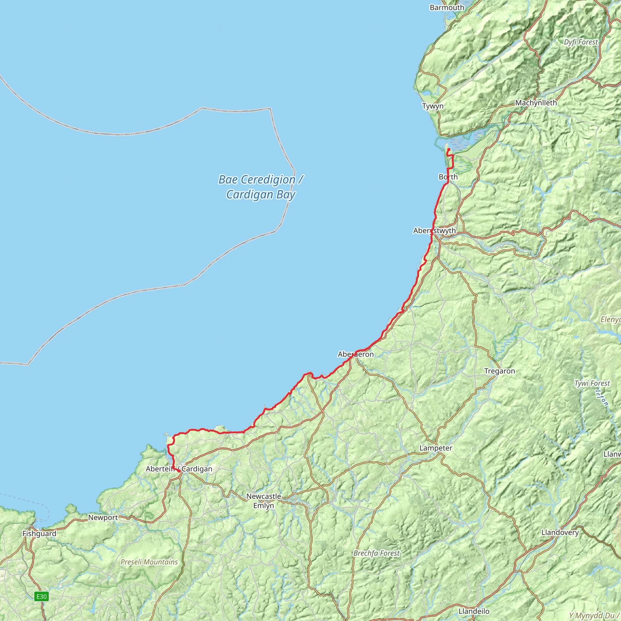 Ceredigion Coast Path mobile static map