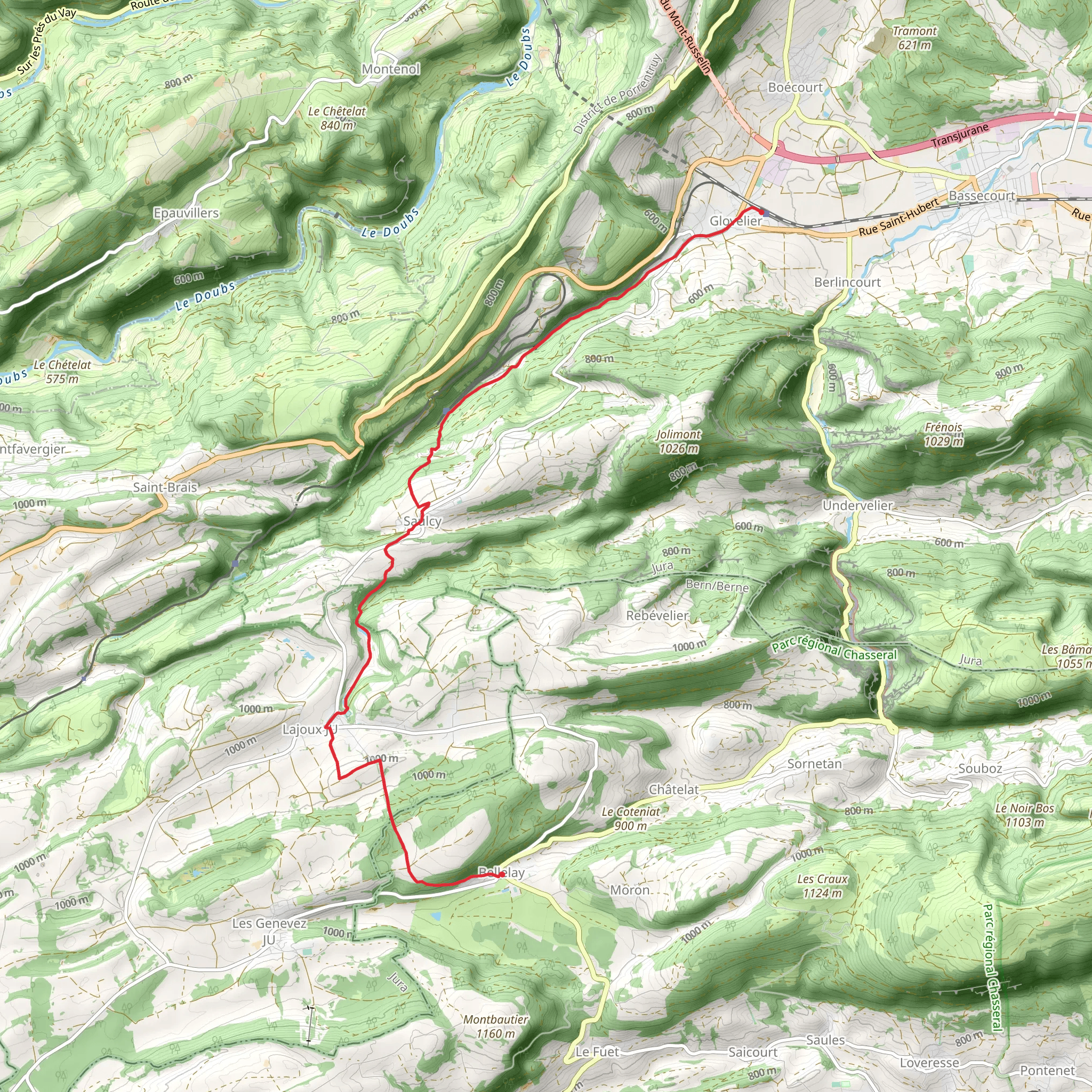 Glovelier – Bellelay Trail mobile static map