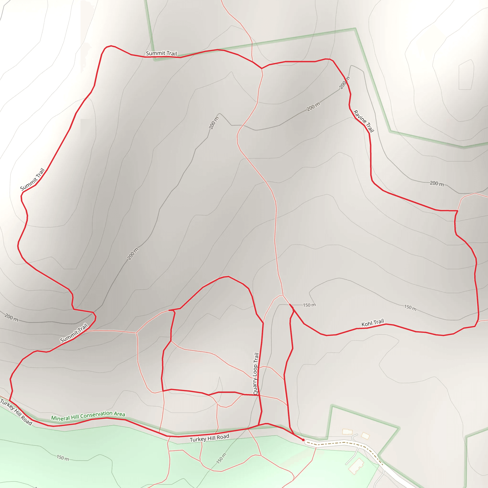 Quarry Loop Trail, Summit Trail and Ravine Trail Loop mobile static map