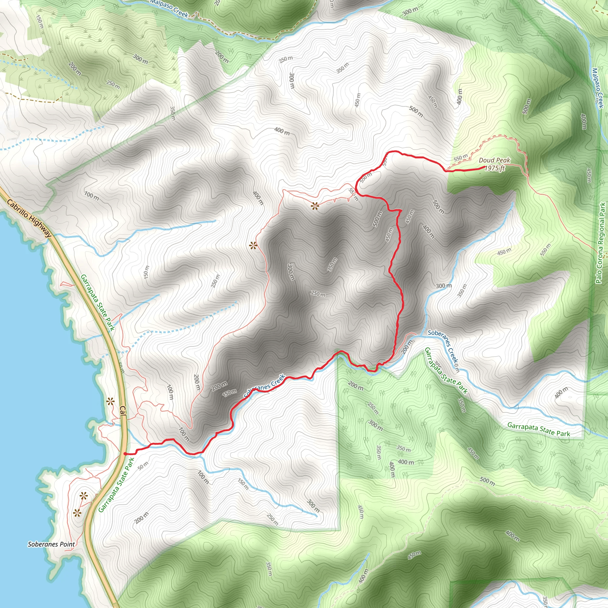Doud Peak via Soberanes Canyon Trail mobile static map