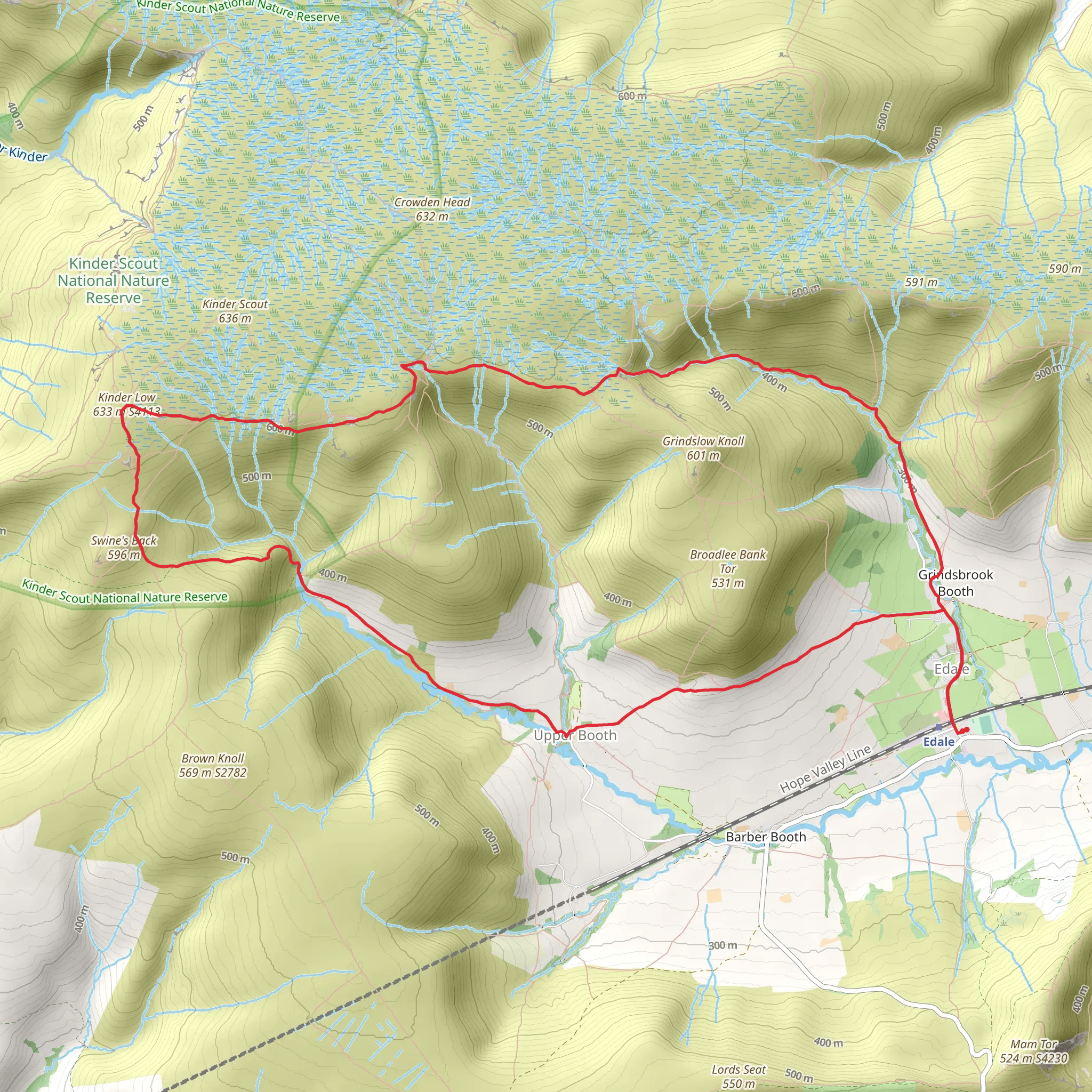 Kinder Low and Jacob's Ladder from Adale mobile static map