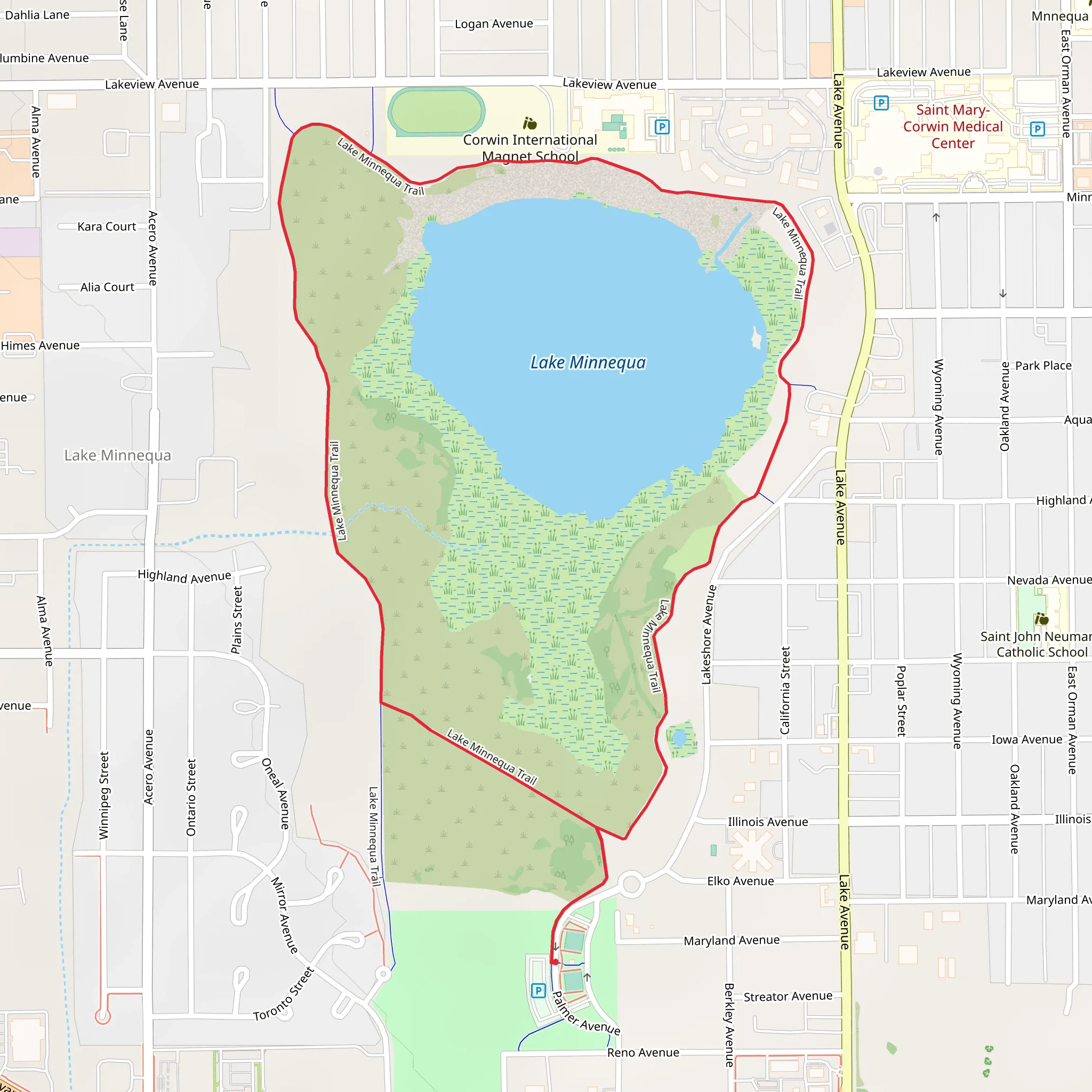 Lake Minnequa Loop mobile static map