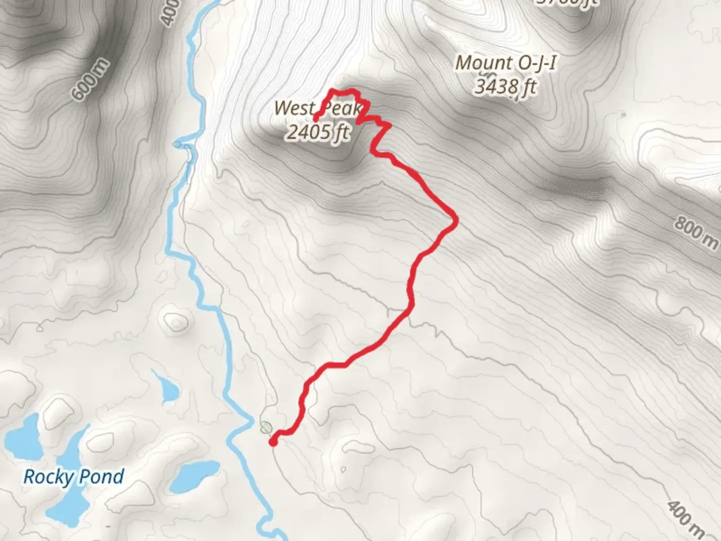 An image depicting the trail West Peak via OJI Trail and its surrounding area.
