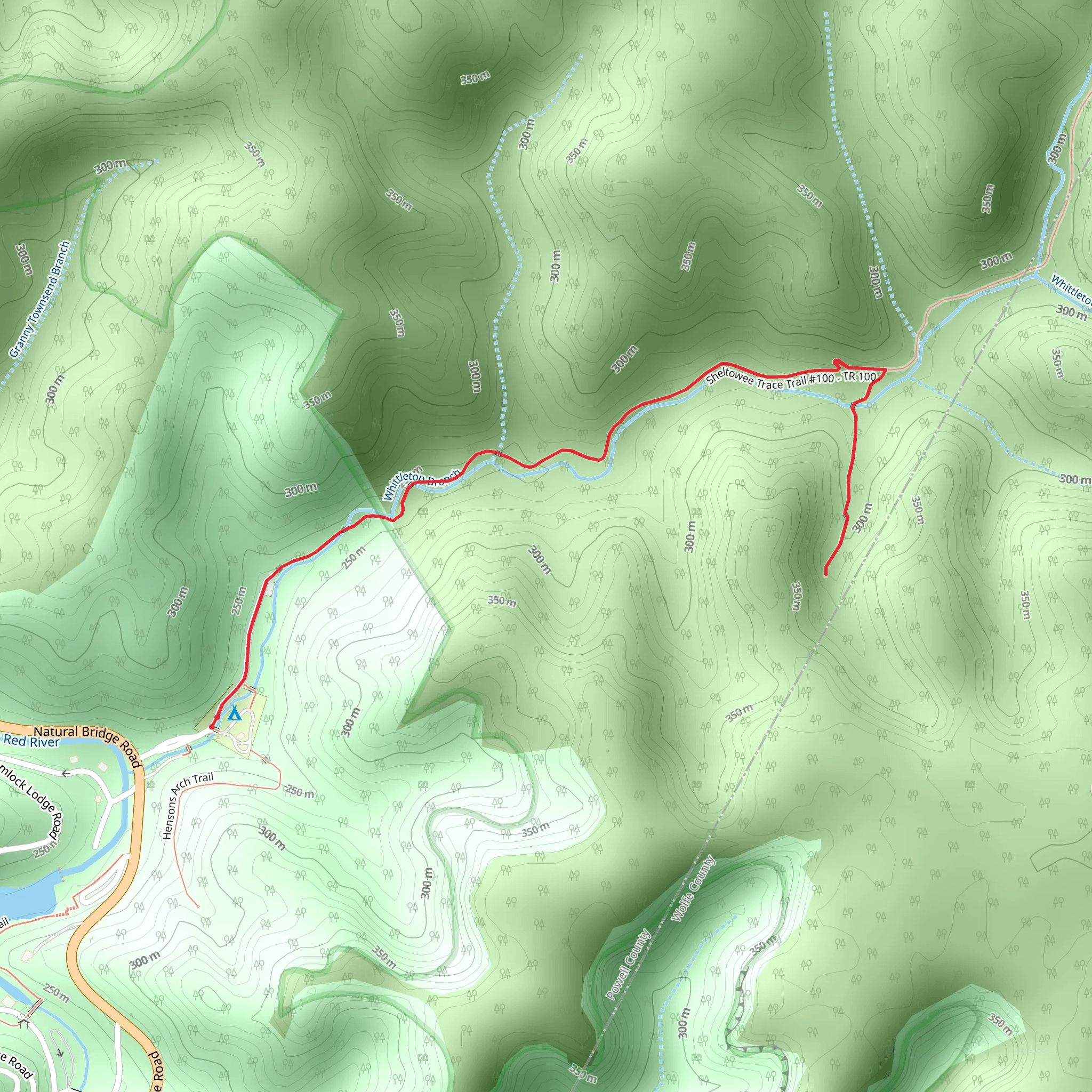 Sheltowee Trace Trail and Whittleton Arch Trail mobile static map