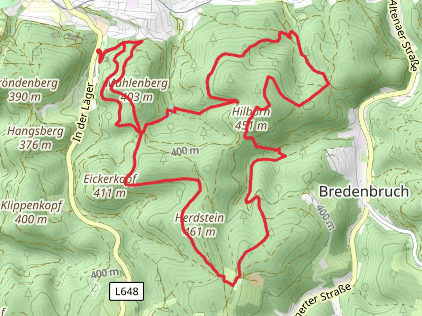 An image depicting the trail Iserlohner Loop and its surrounding area.