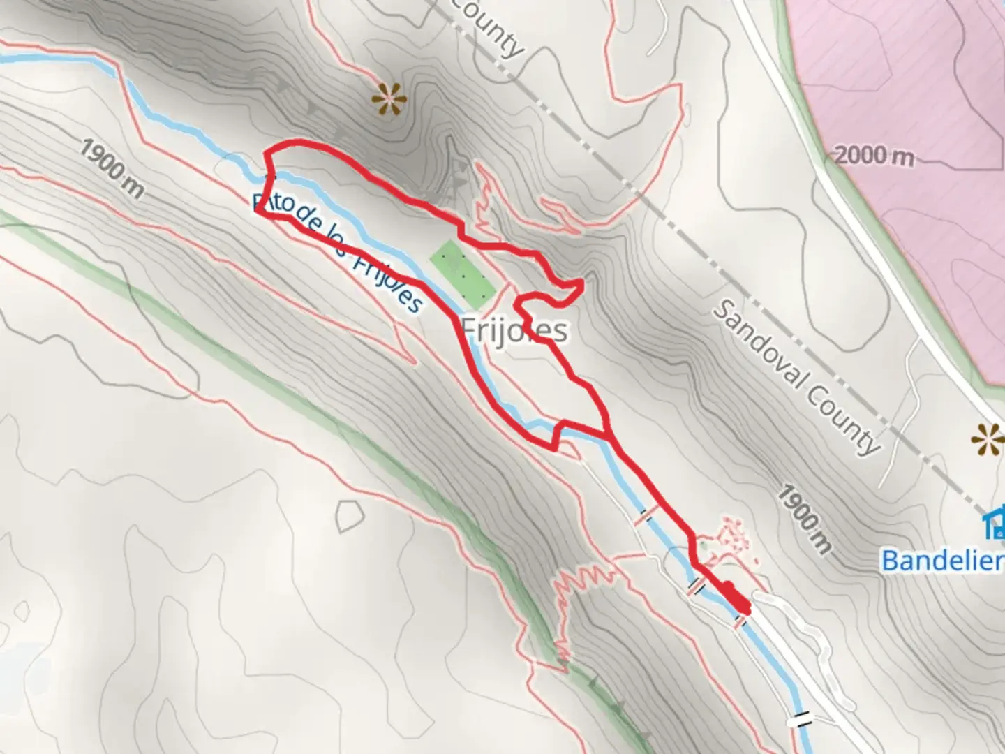 An image depicting the trail Pueblo Loop Trail and its surrounding area.