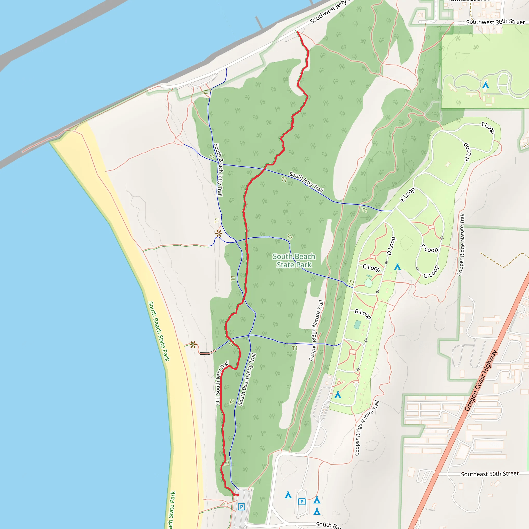 Old South Jetty Trail mobile static map