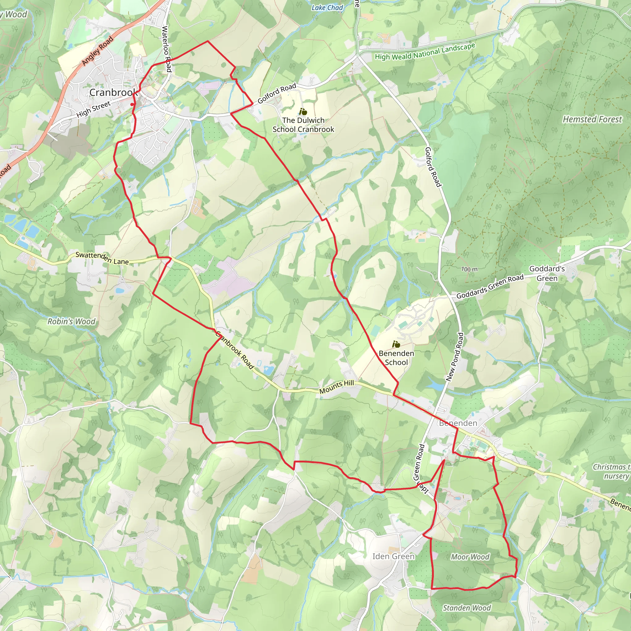 Cranbrook to Benenden Loop mobile static map
