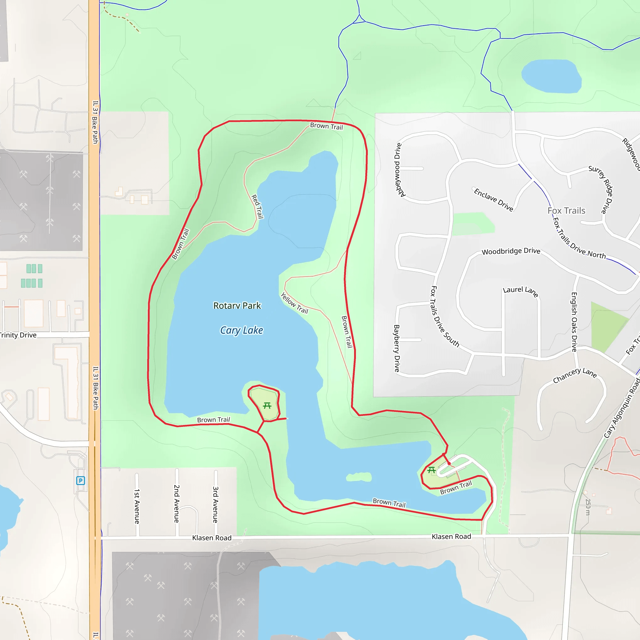 Cary Lake and Brown Loop Trail mobile static map