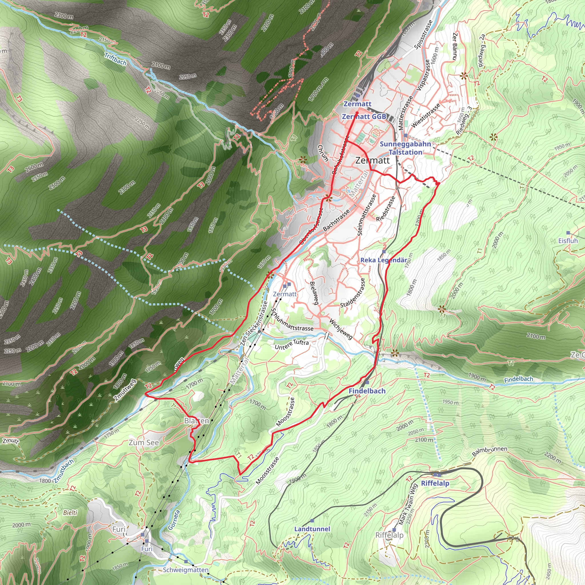 Zermatt Circular Trail - Nr 117 mobile static map