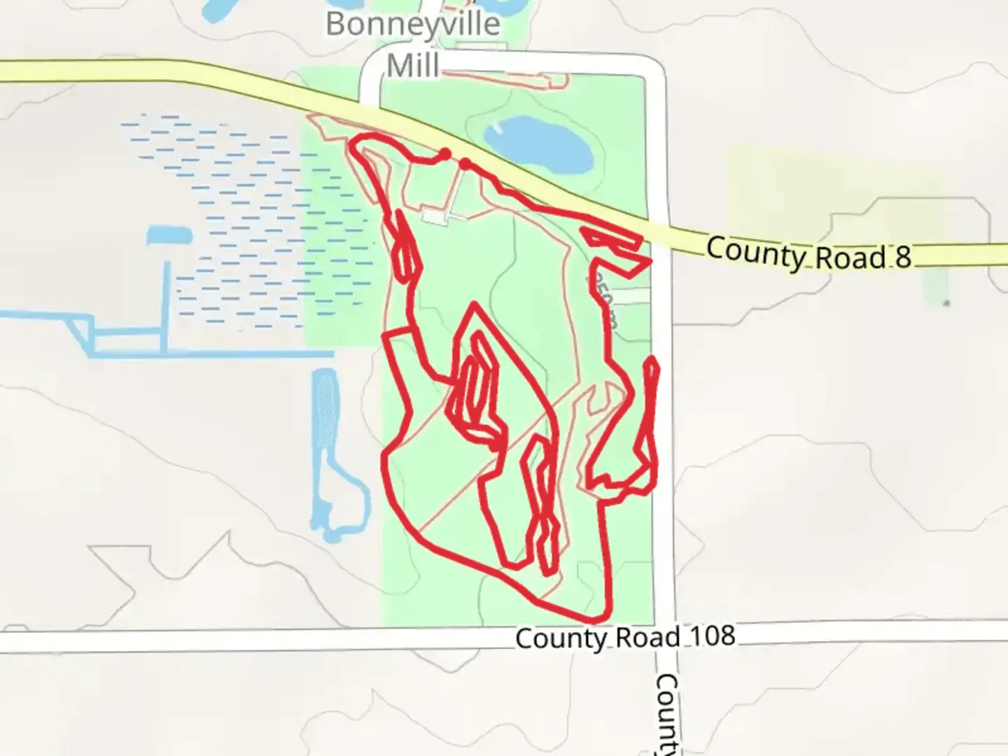 An image depicting the trail Twin Bridges - Hillside Pines Loop and its surrounding area.