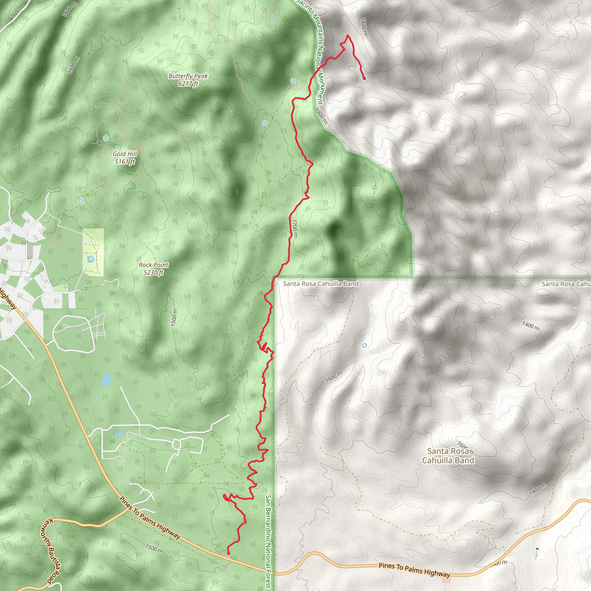 Live Oak Spring via Pacific Crest Trail mobile static map