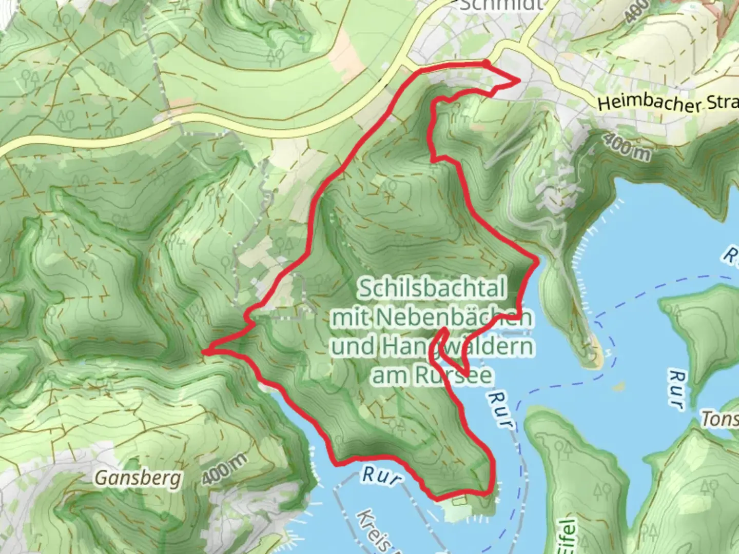 An image depicting the trail Horsberg, Backesberg and Schwammenauel Loop and its surrounding area.