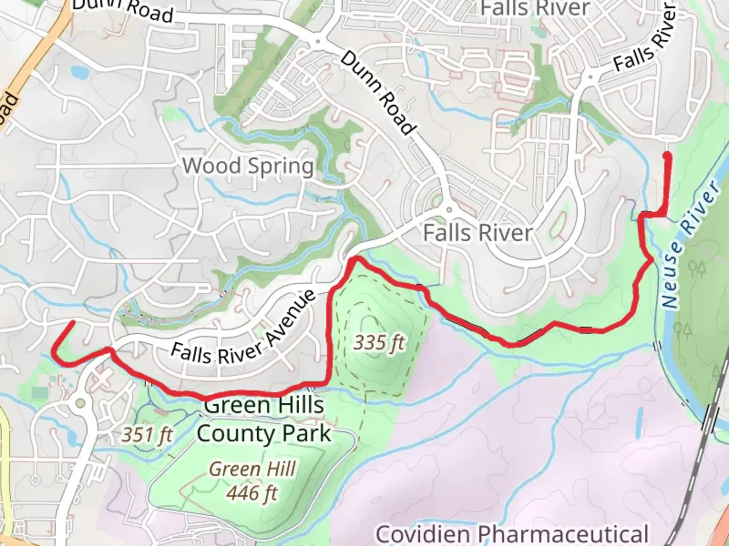 An image depicting the trail Abbotts Creek Trail and its surrounding area.