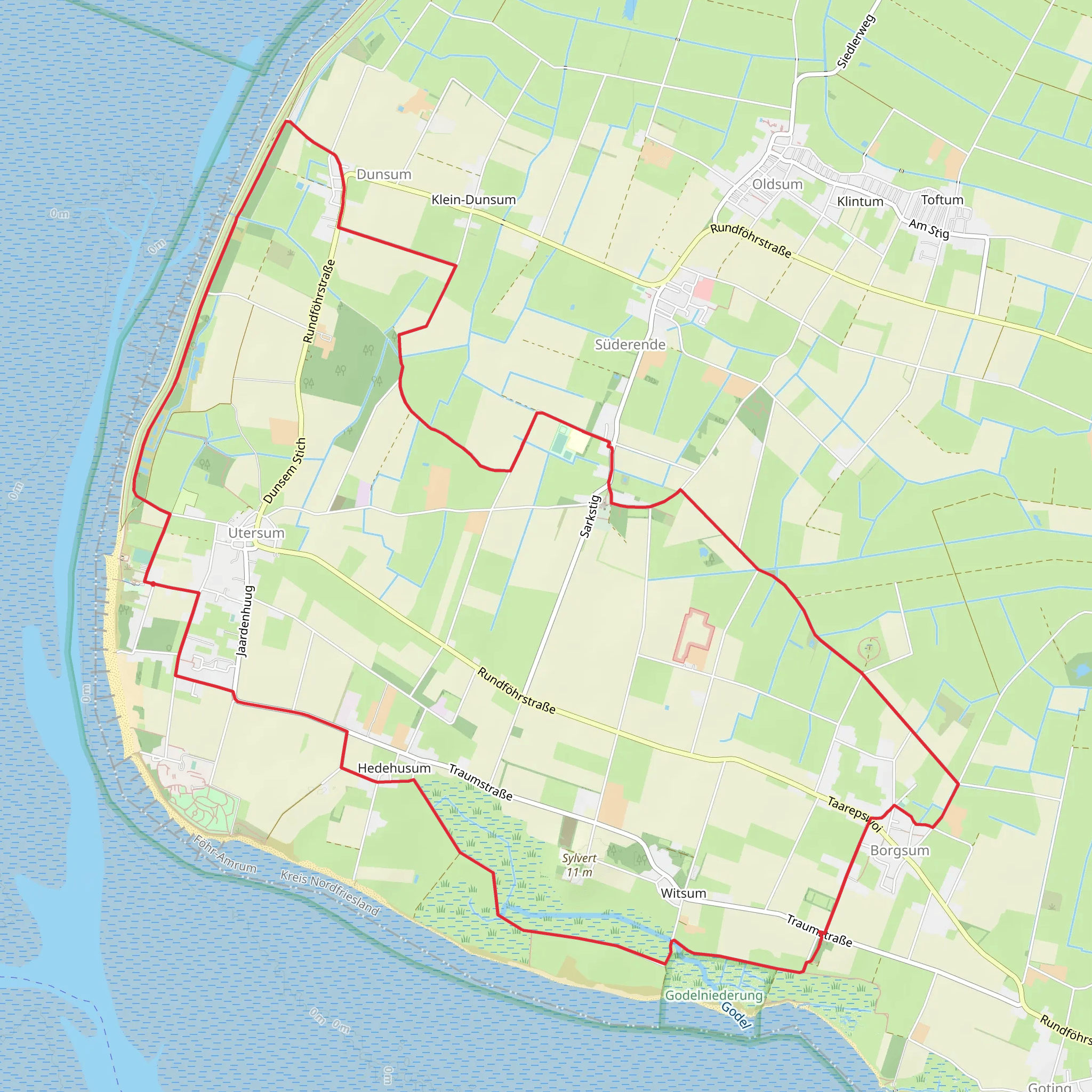 Utersum and Borgsum Loop mobile static map