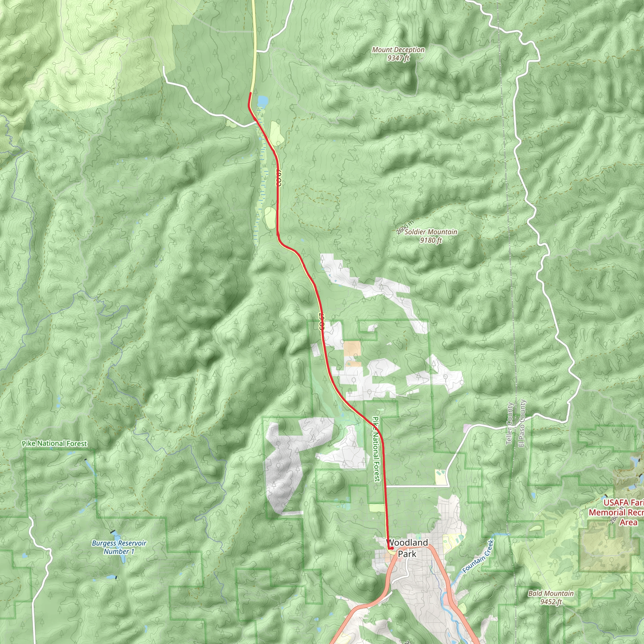 Centennial Trail - Woodland Park mobile static map