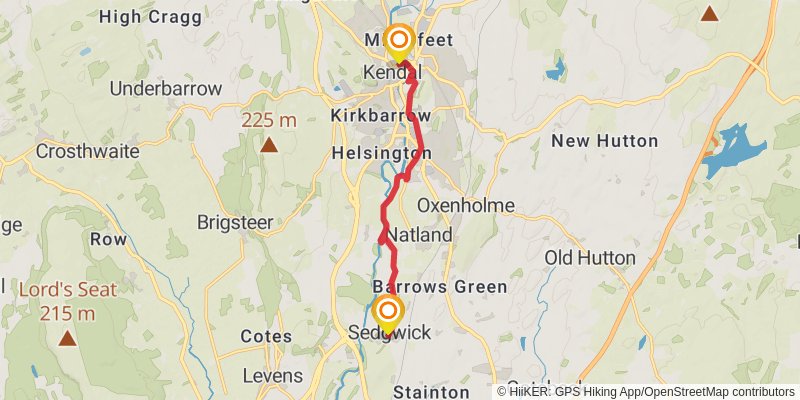 Lancaster Canal Walk in Lancashire stage 5 Map