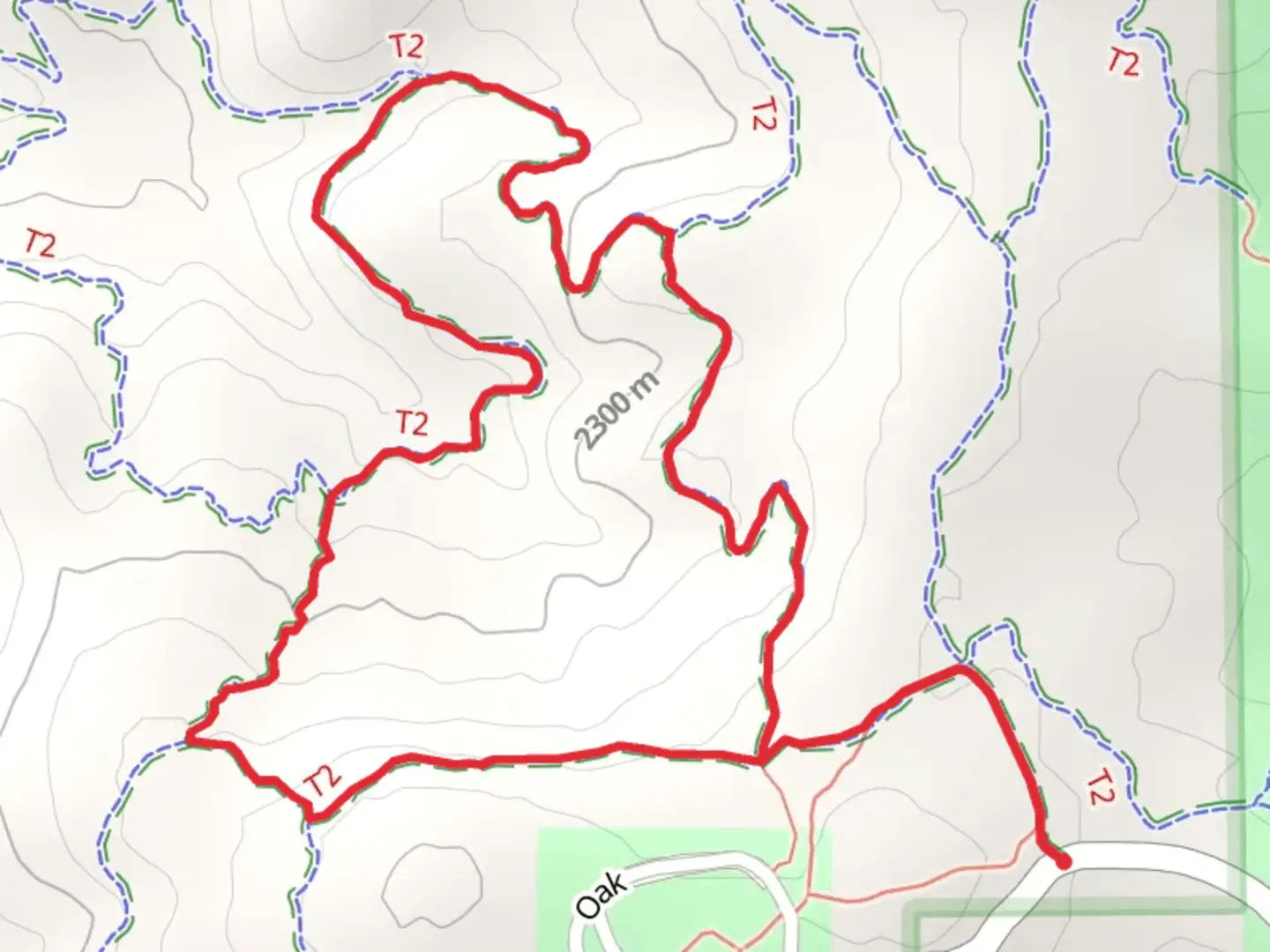 An image depicting the trail Easy Pickin' and Gamble Oak Loop and its surrounding area.