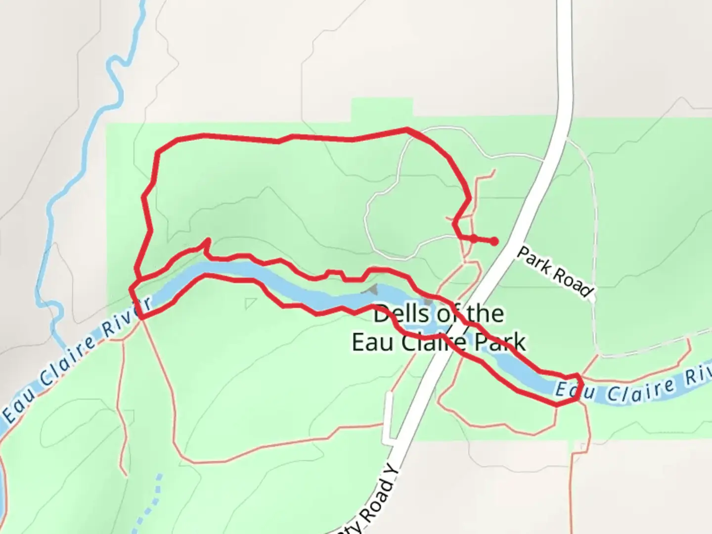 An image depicting the trail Ice Age Trail and Eau Claire River Loop and its surrounding area.
